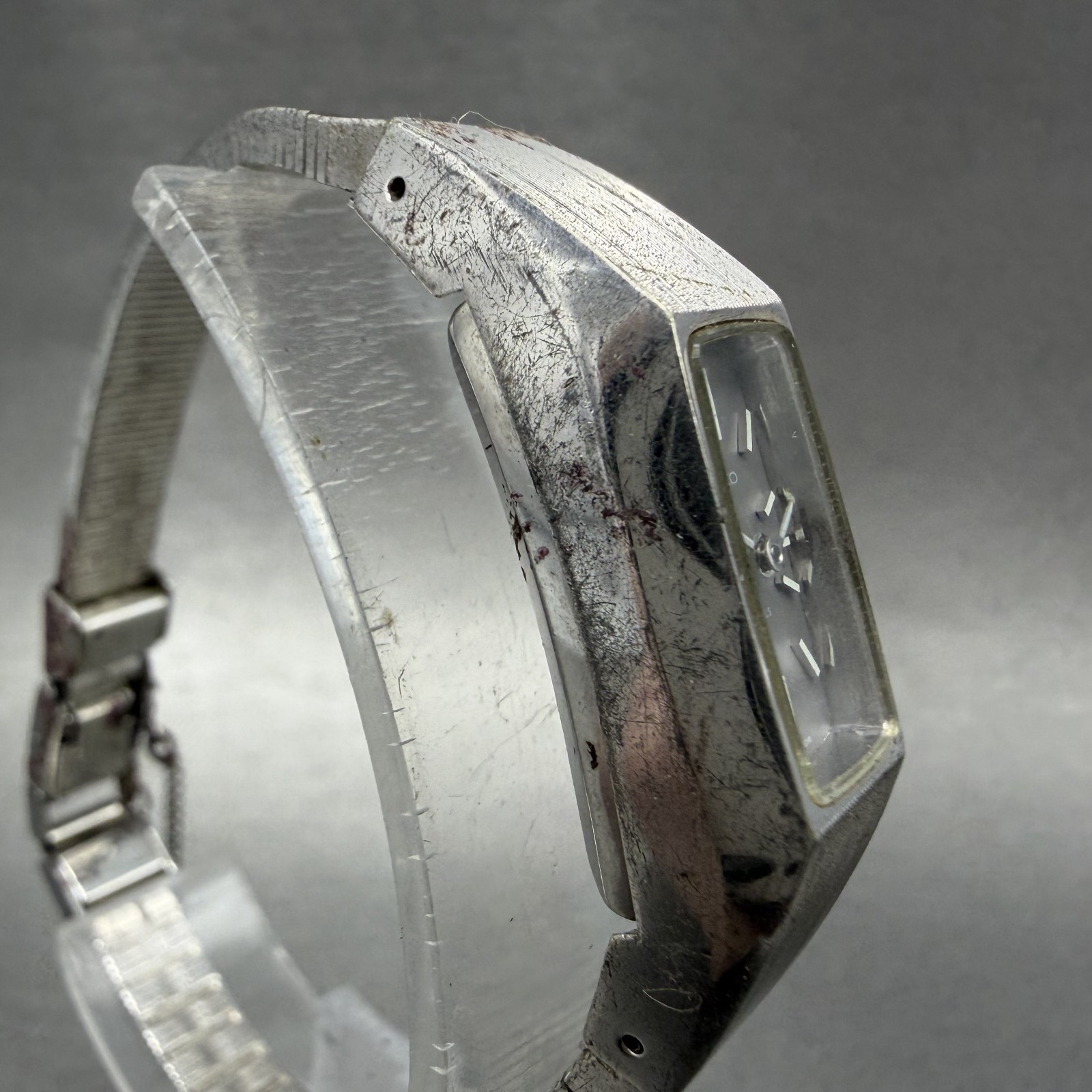 Seiko tank Watch Women 13mm Gray Dial Silver Tone Manual 1520-3570 Runs ABC