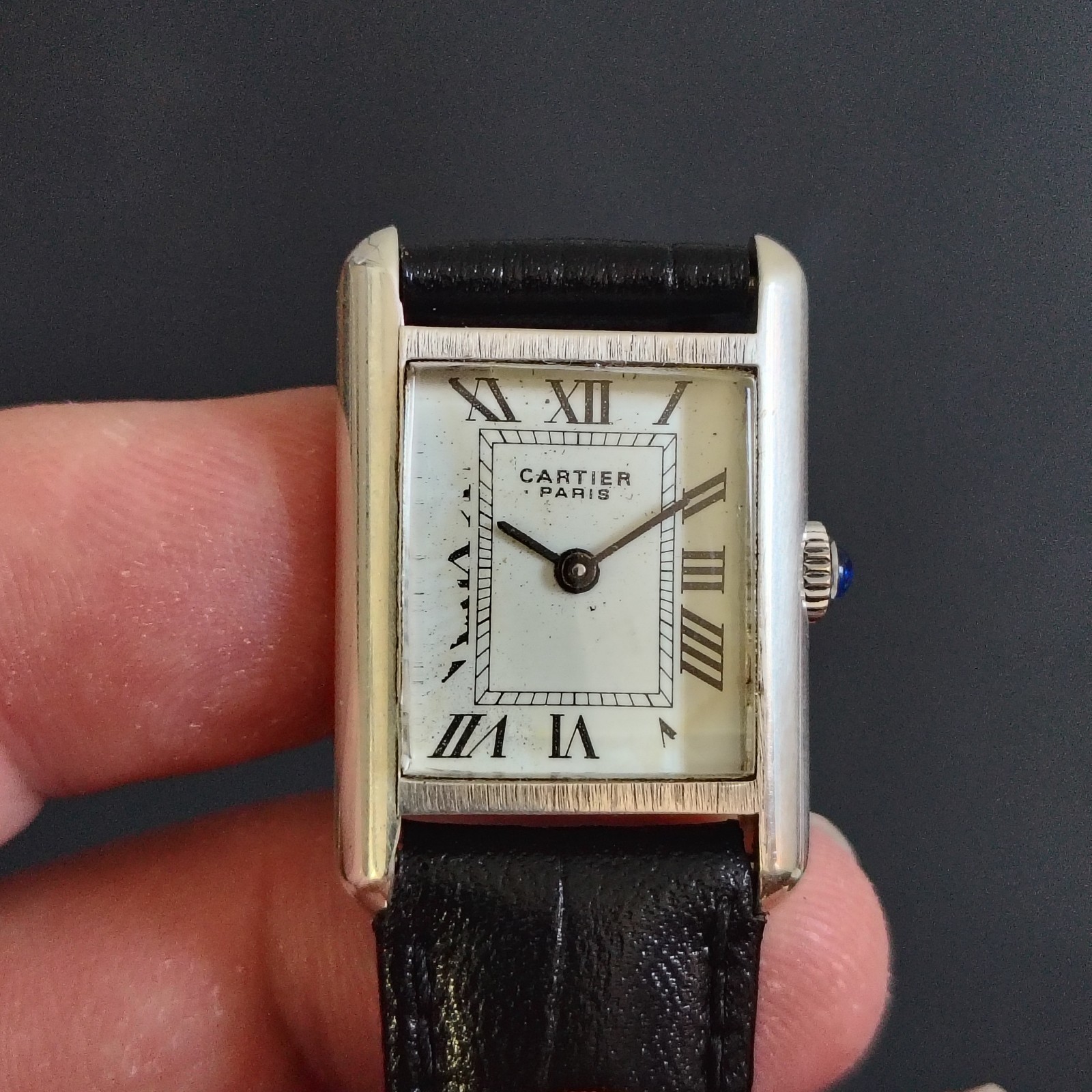Vintage Rare Cartier Tank Louis Paris 1960s Solid Argent 925 20x28mm