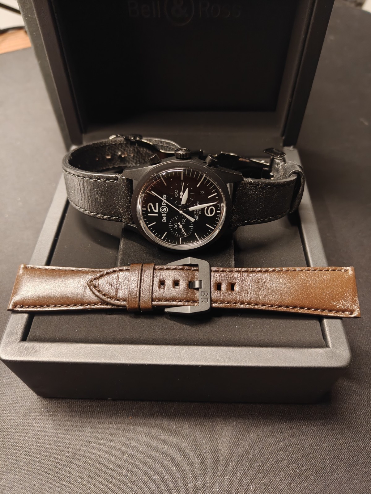 Bell and Ross br-126-94-sc Black Chronograph Tudor Black Bay Strap Swiss