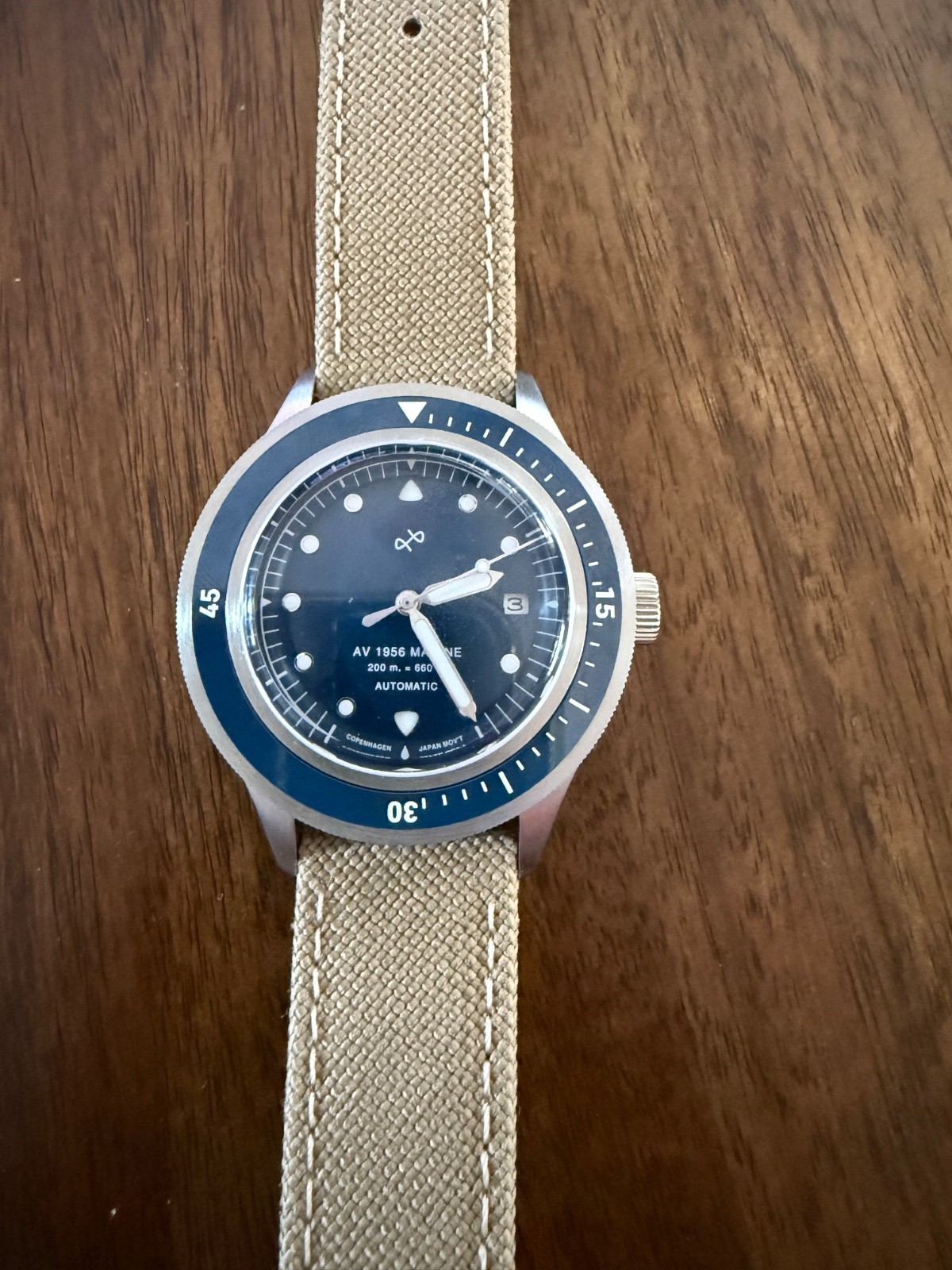 AV86 Mens 1956 Diver with Additional Blue factory Rubber Strap
