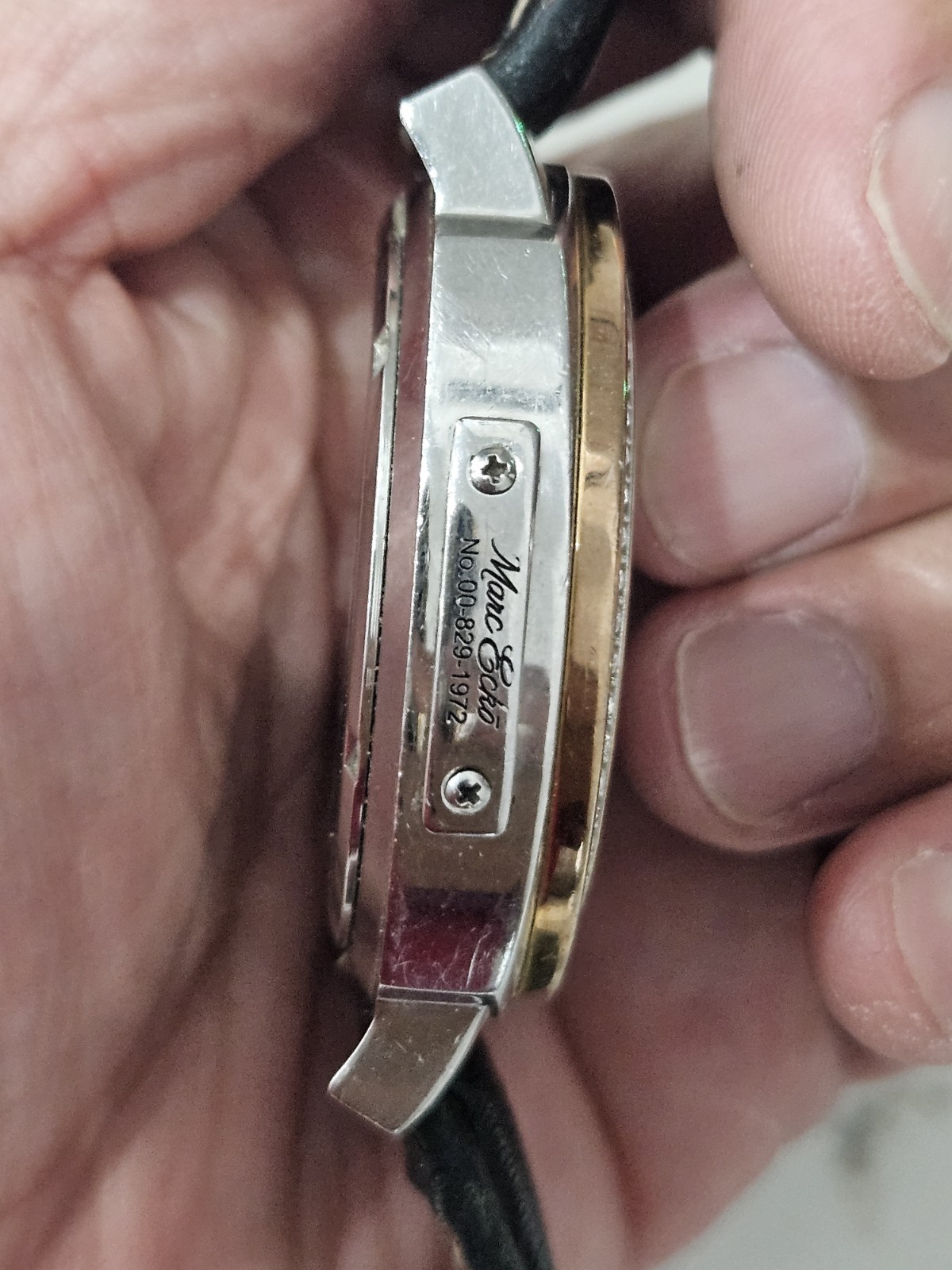 Marc Ecko Watch Black Genuin Leather And Crystals Skull new battery. Runs Good