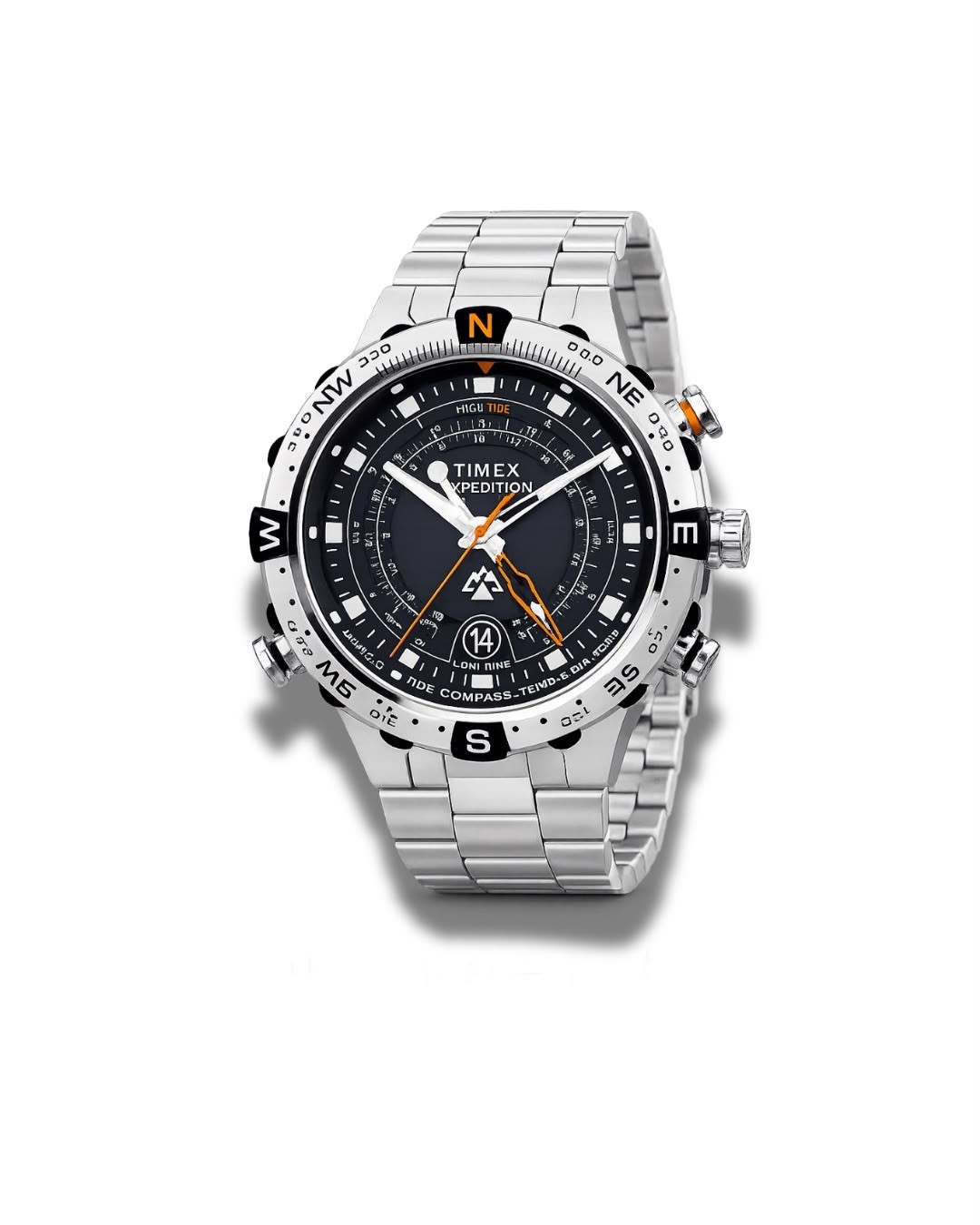 Timex Men’s Intelligent Quartz® Tide Temp Compass 45 mm Steel Watch WR100M.