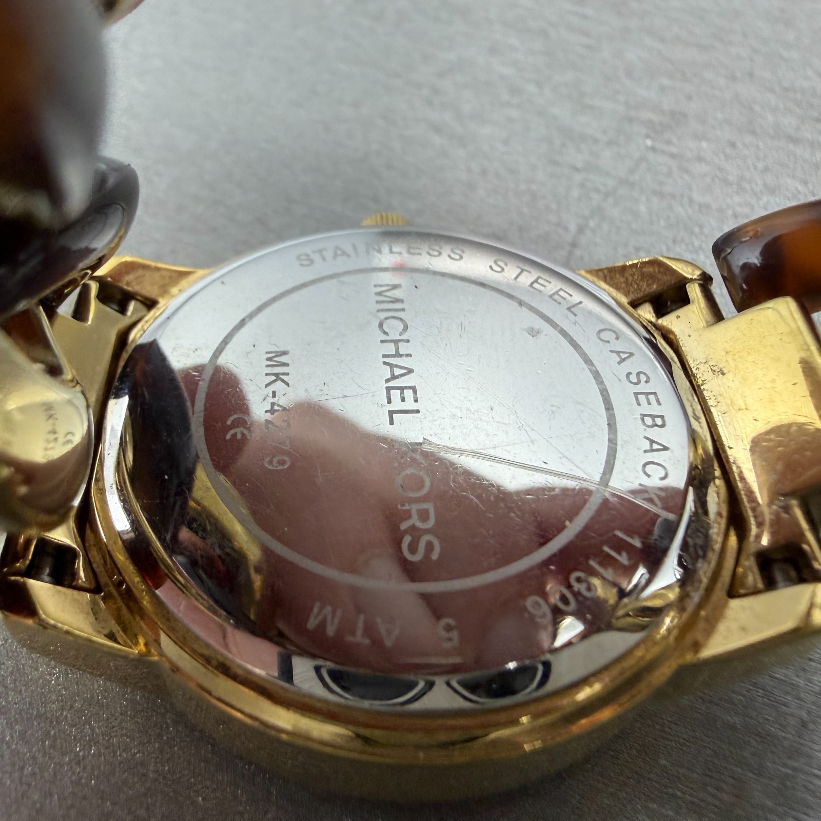 Michael Kors Nini Watch Women 35mm Champagne Dial Gold Tone Tortoise New Batt
