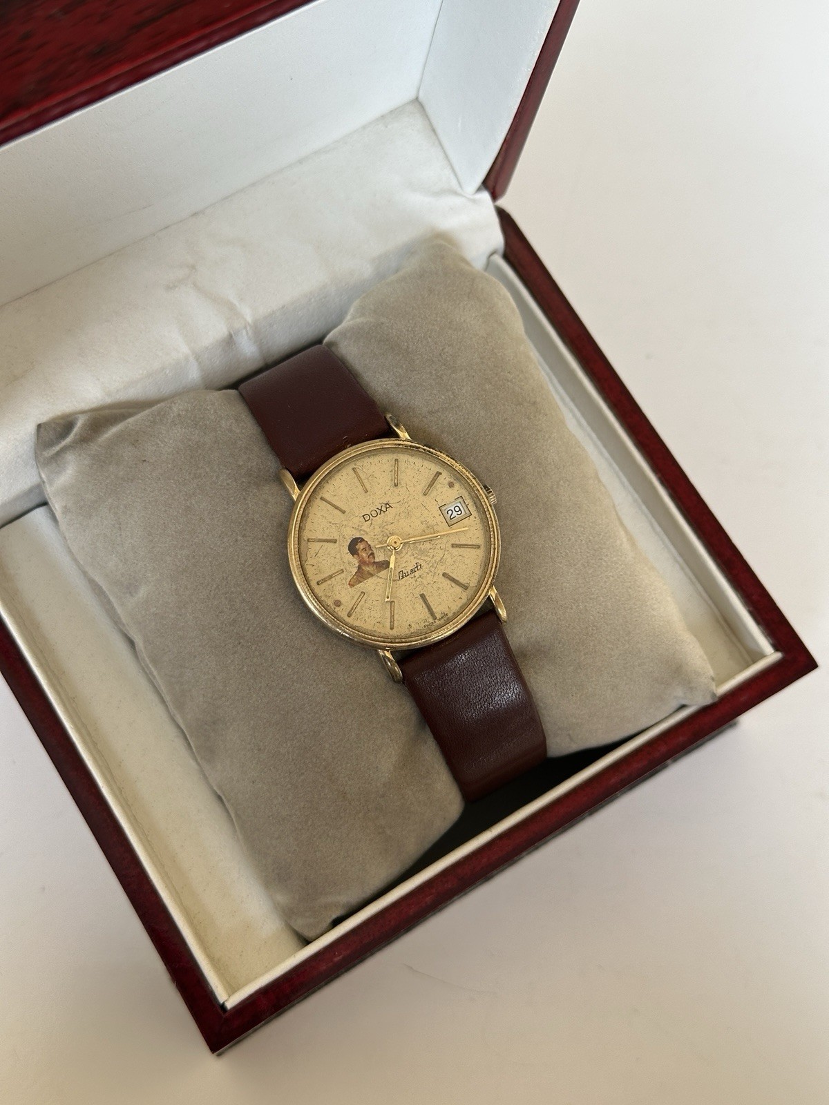 1980s Vintage Doxa Saddam Hussein Iraq Gift Watch Quartz 32mm Rare Authentic
