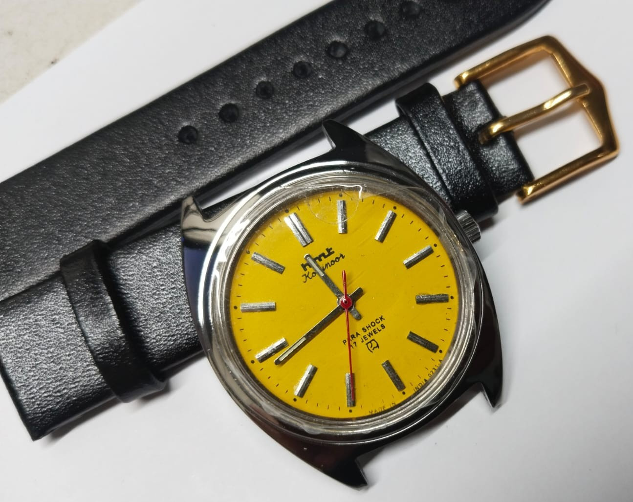 Used HMT Men’s Manual Stealth Black Wrist Watch Classic HMT Kohinoor Yello Watch