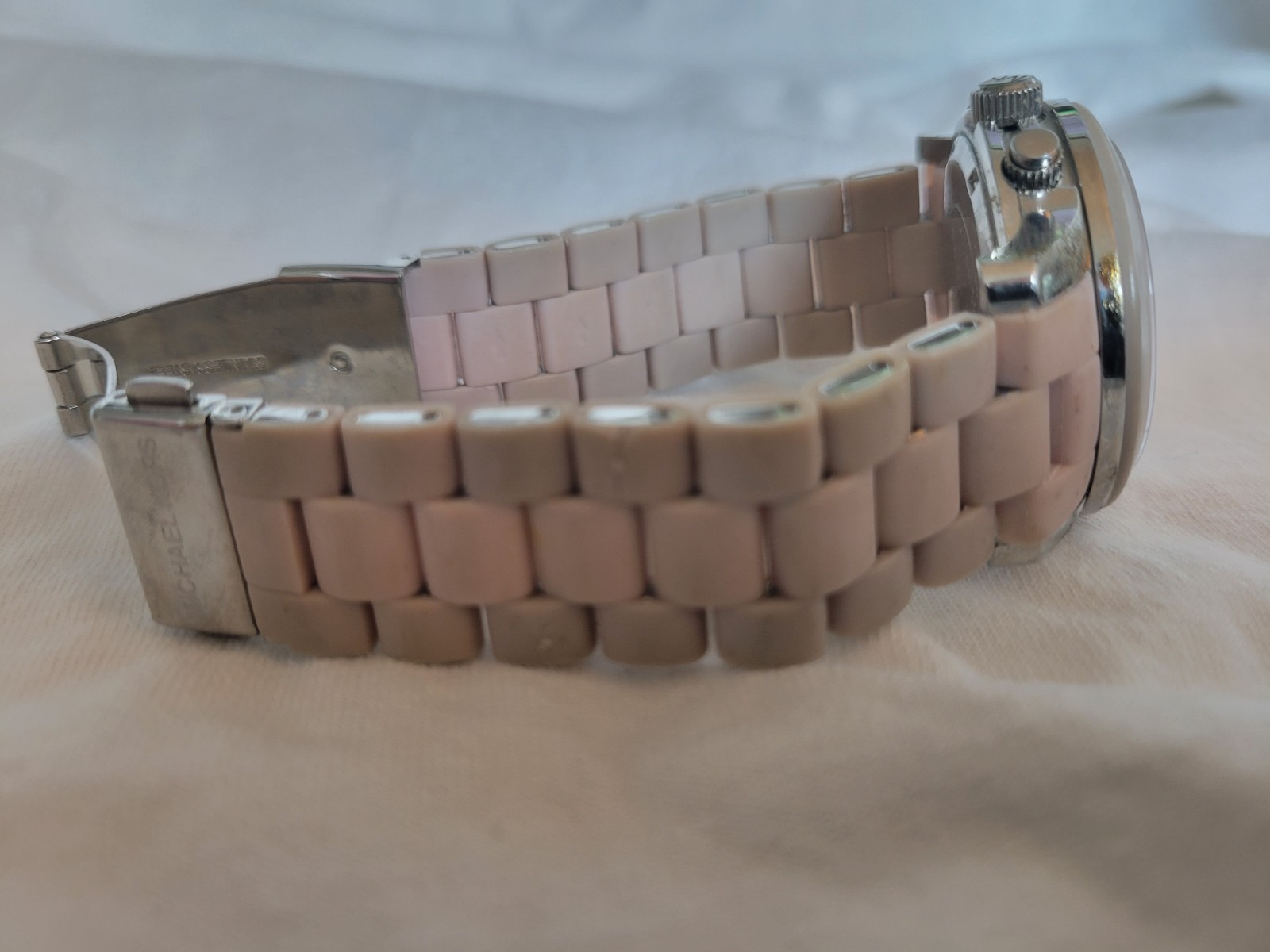 MICHAEL KORS WATCH PARKER ROSE MK5195 STEEL POLYCARBONATE LINKS NEEDS BATTERY