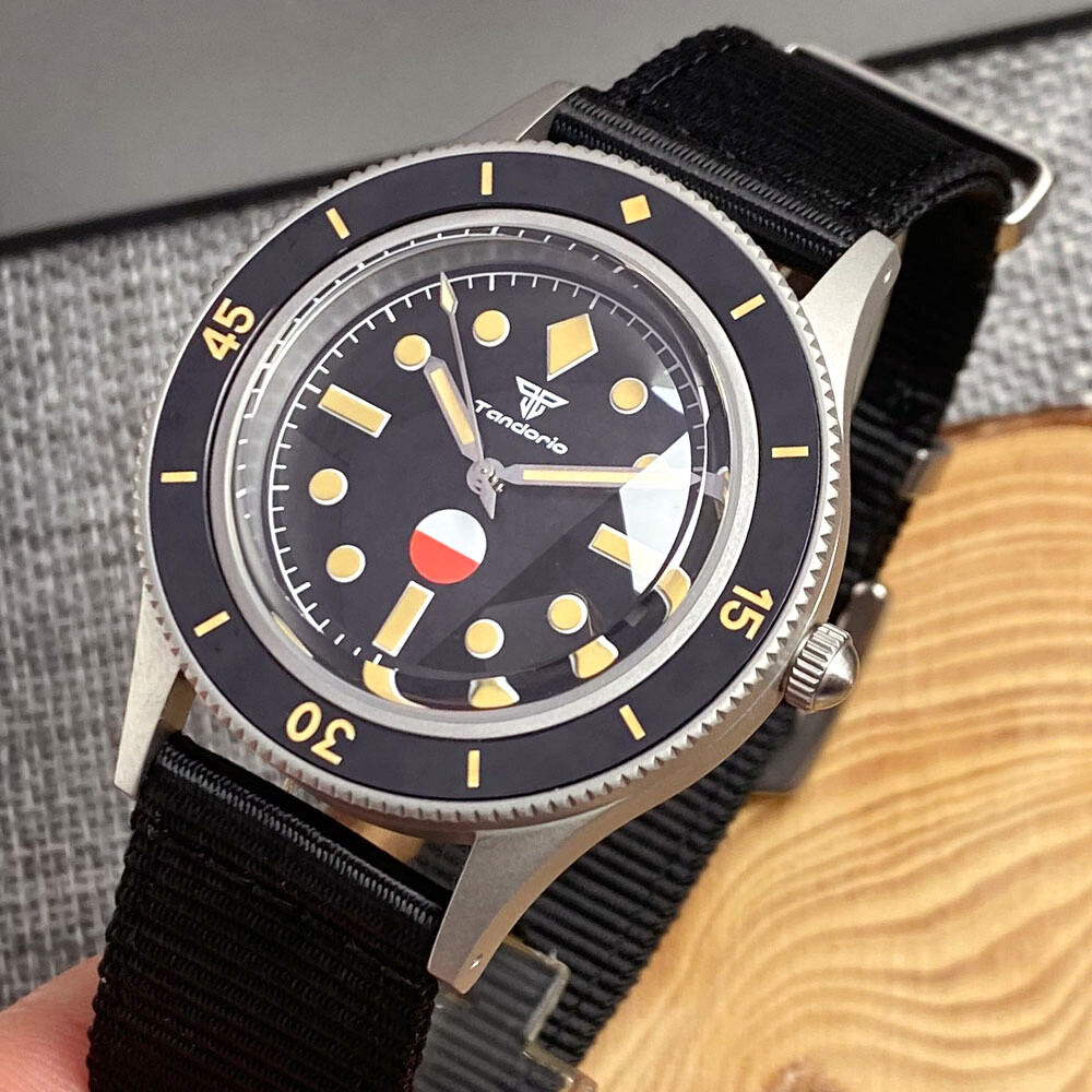 20ATM Tandorio 40mm Black Vintage Lume Automatic Japan NH35A PT5000 Men Watch
