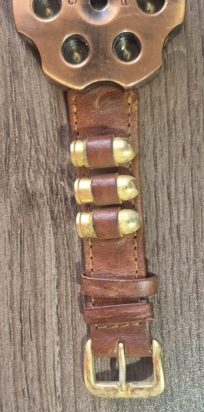Vintage Python 357 Mag Revolver Cylinder Quartz Watch 41mm Men’s Leather Band