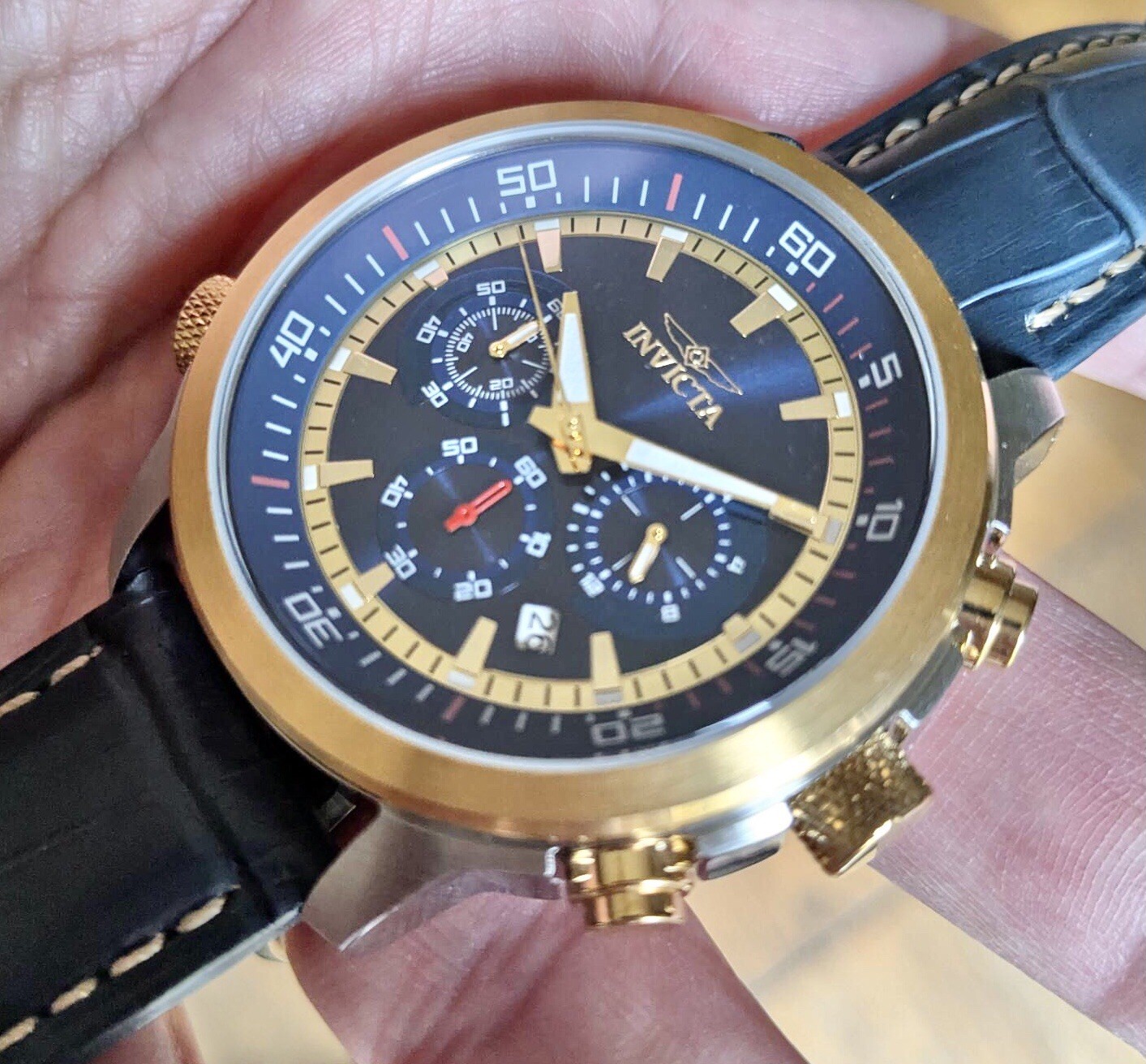 INVICTA SPECIALTY CHRONO-INNER ROTATING BEZEL+EXTRA LTHR STRAP & LINK TOOL OPTN