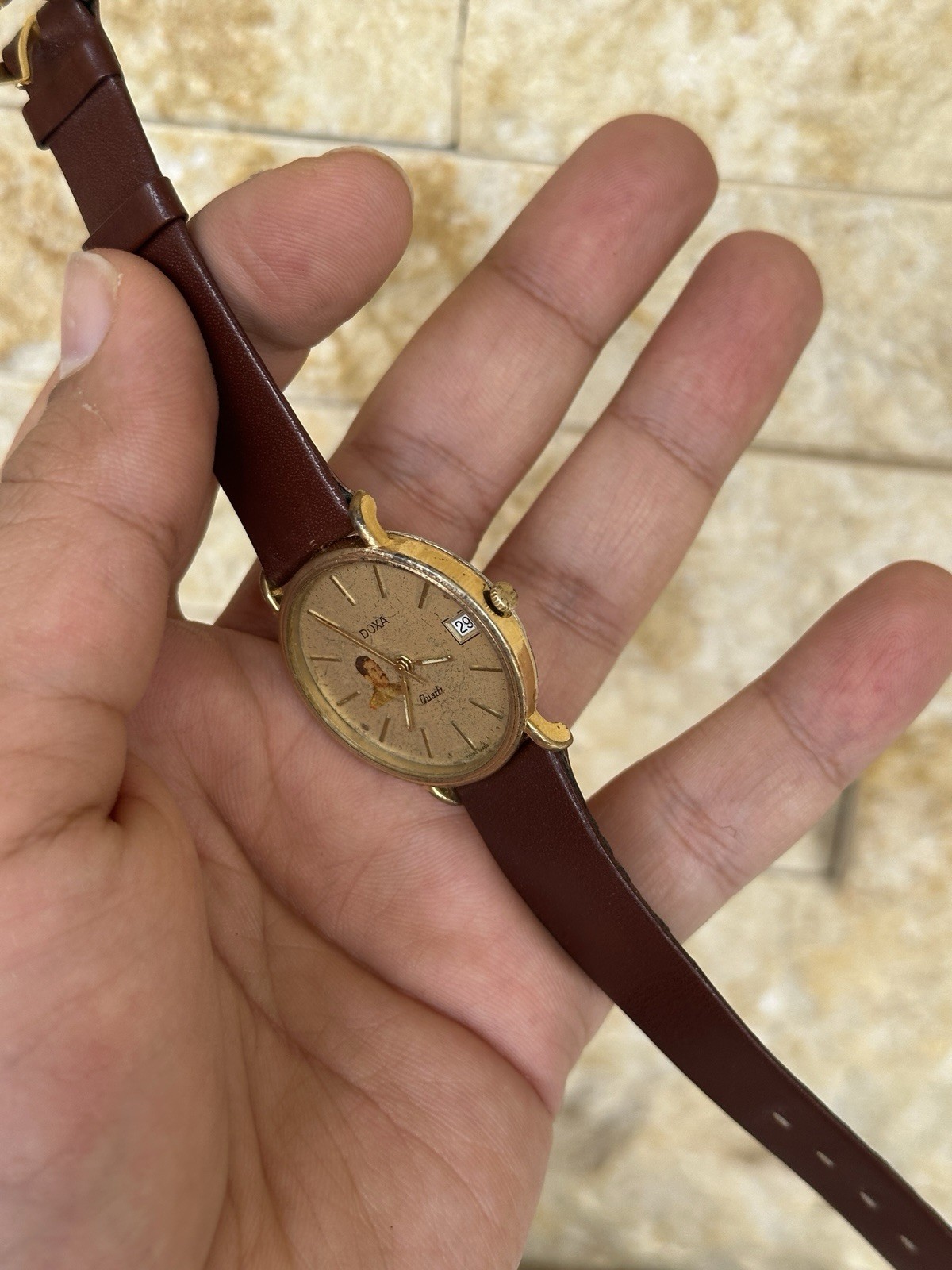 1980s Vintage Doxa Saddam Hussein Iraq Gift Watch Quartz 32mm Rare Authentic