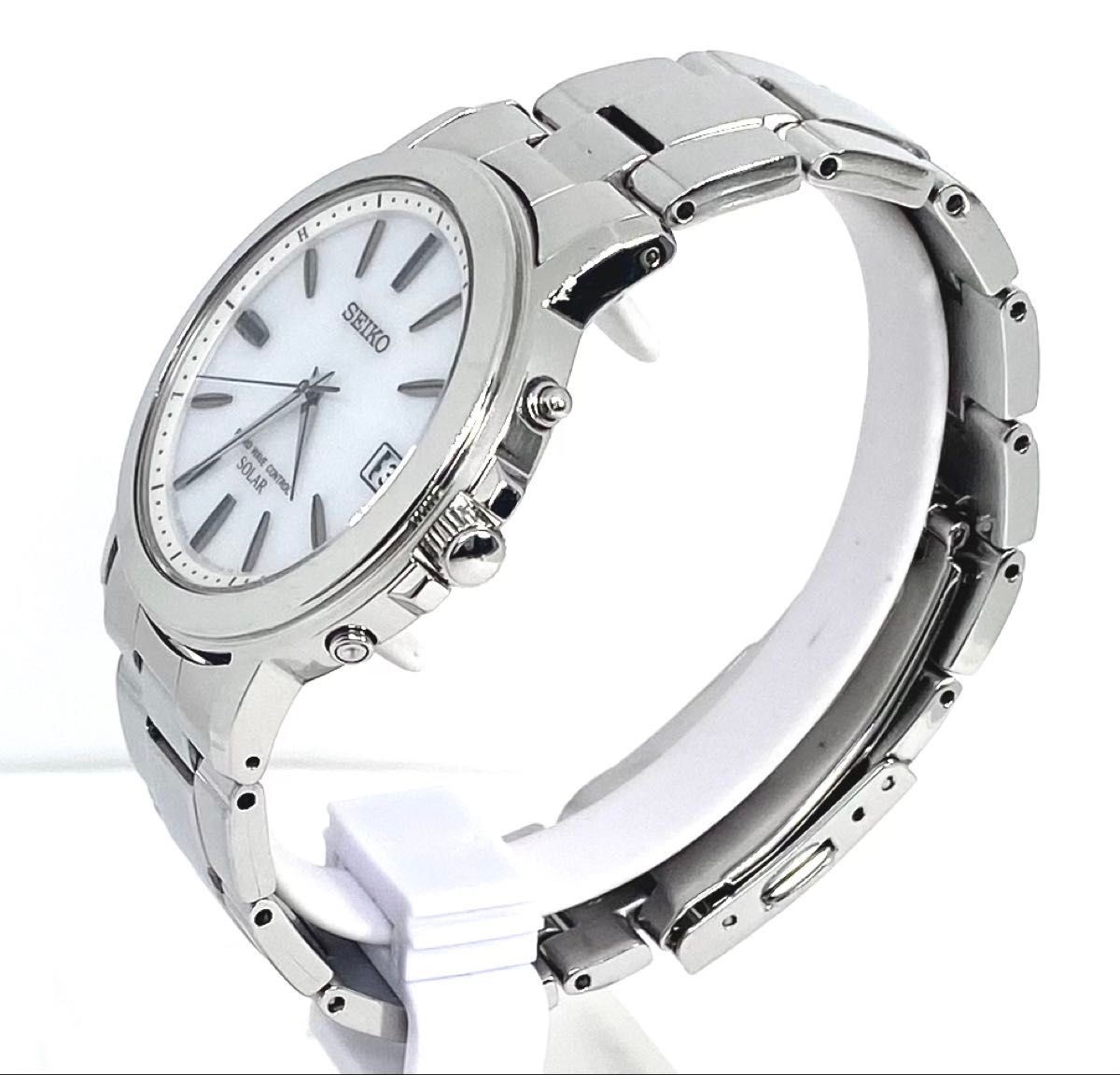 Seiko 7B52 Radio Solar White Dial Stainless Watch