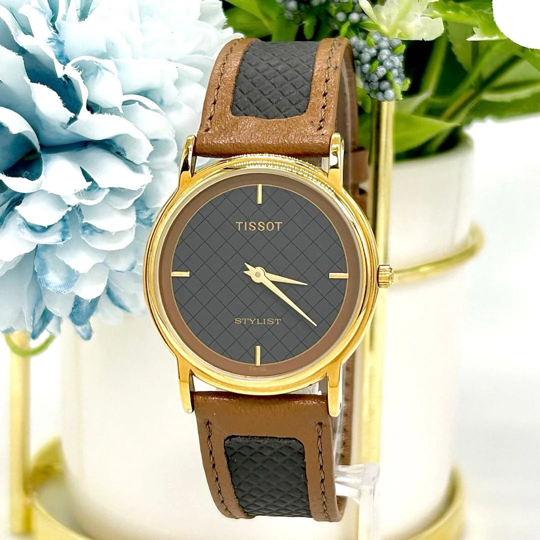 Tissot Stylist Quartz Gold Tone Stainless 33mm Brown/Gray Dial