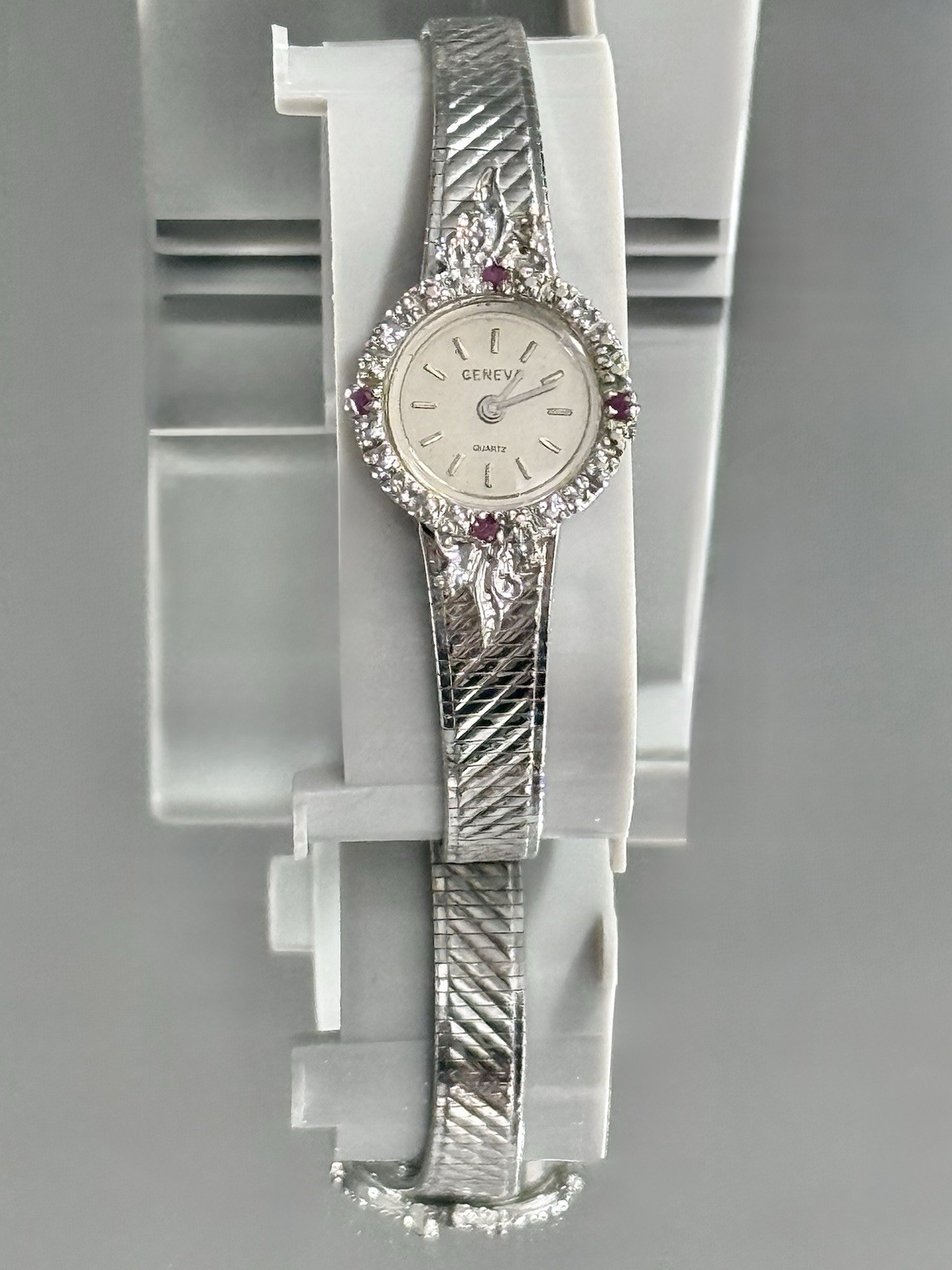VTG RARE Geneva Swiss GENUINE Ruby and Diamond Watch Women’s Cocktail Wristwatch
