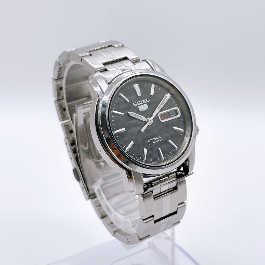 SEIKO 5 7S26-03N0 with transparent case back and original bracelet. 【USED】