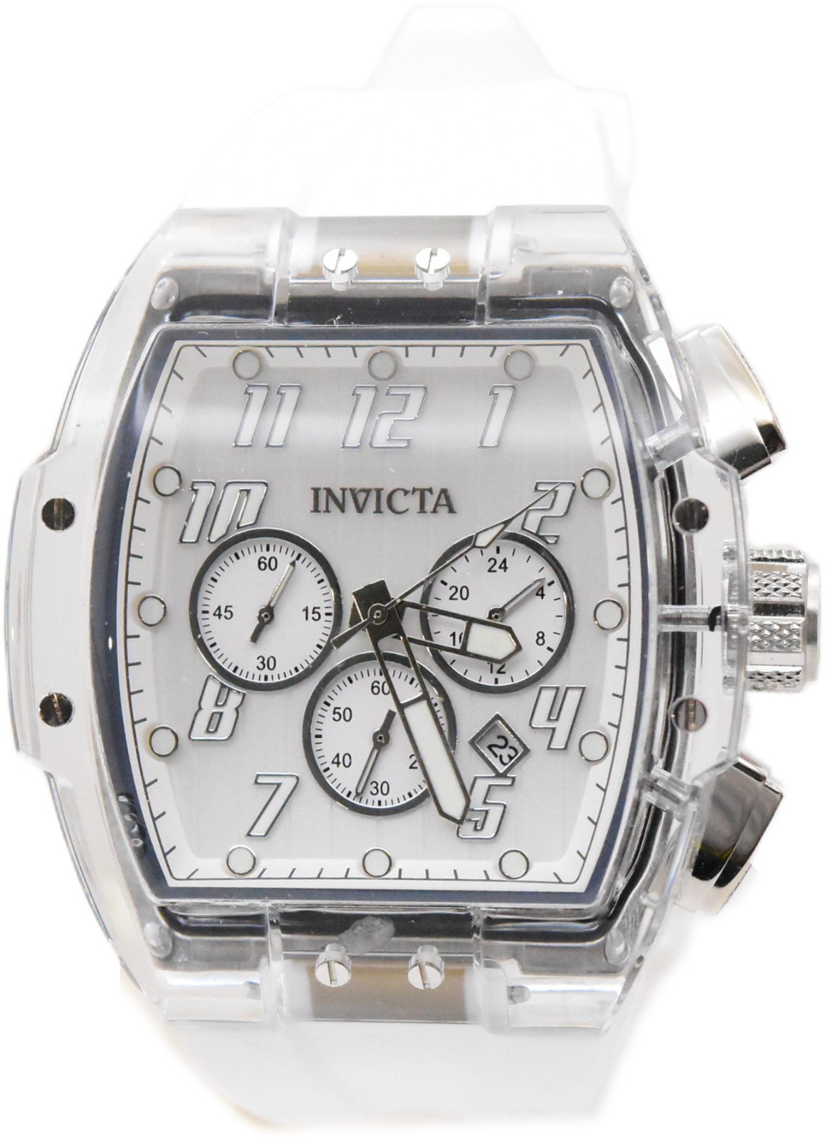 Invicta S1 Rally Crystal Men’s 47mm Clear Case White Chronograph Watch 45481