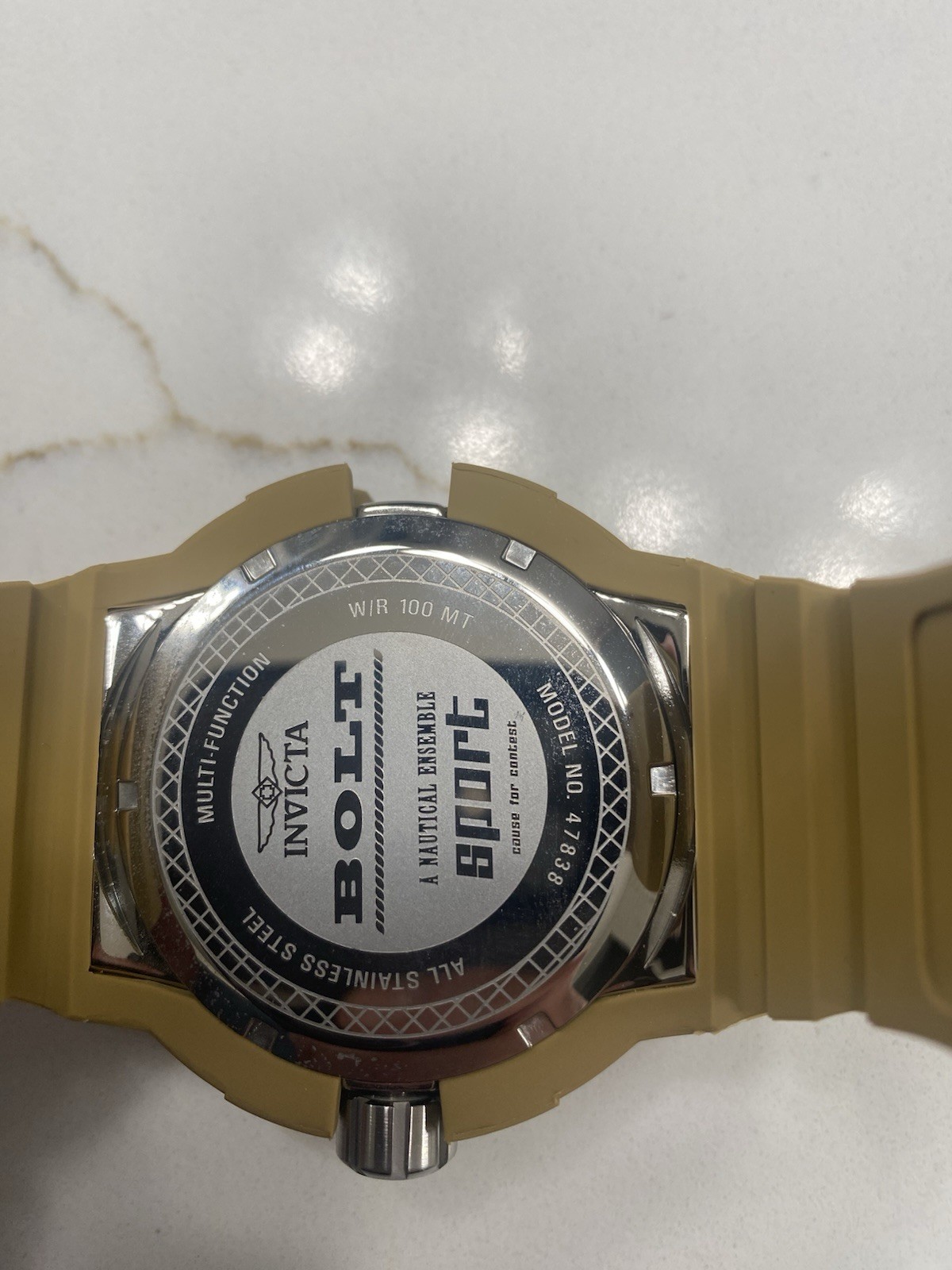 Invicta Bolt Shock 50mm Multi Dial Khaki Steel Tone Men’s Watch New In Box