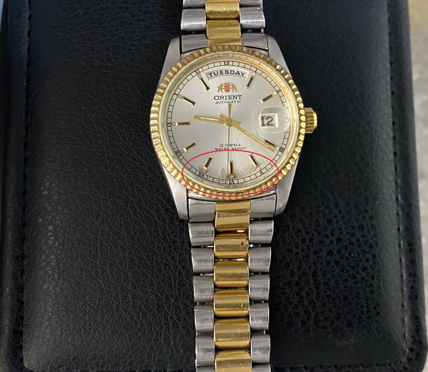 Orient President Automatic Day-Date White Dial Stainless Steel Gents Watch Rare