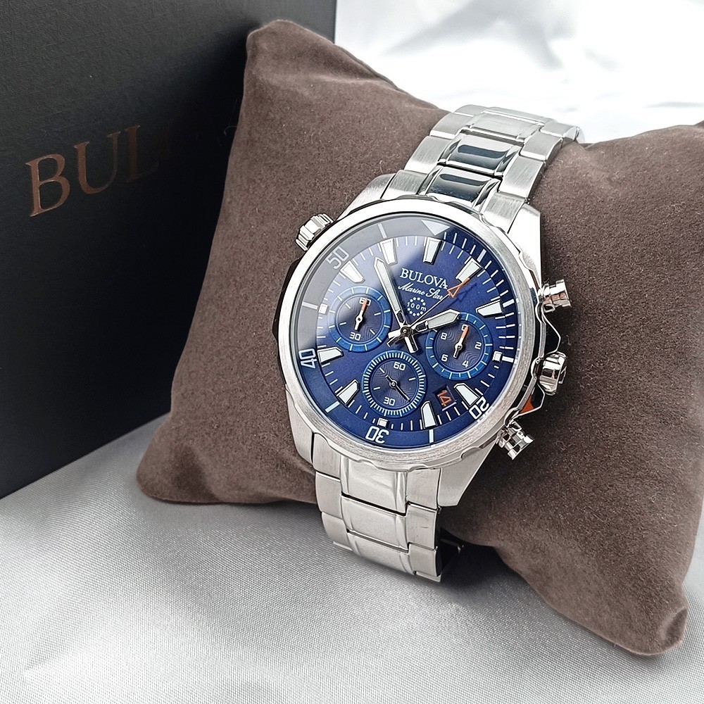 Bulova Marine Star Chronograph 96B256 Blue Dial Stainless Steel Men’s Watch