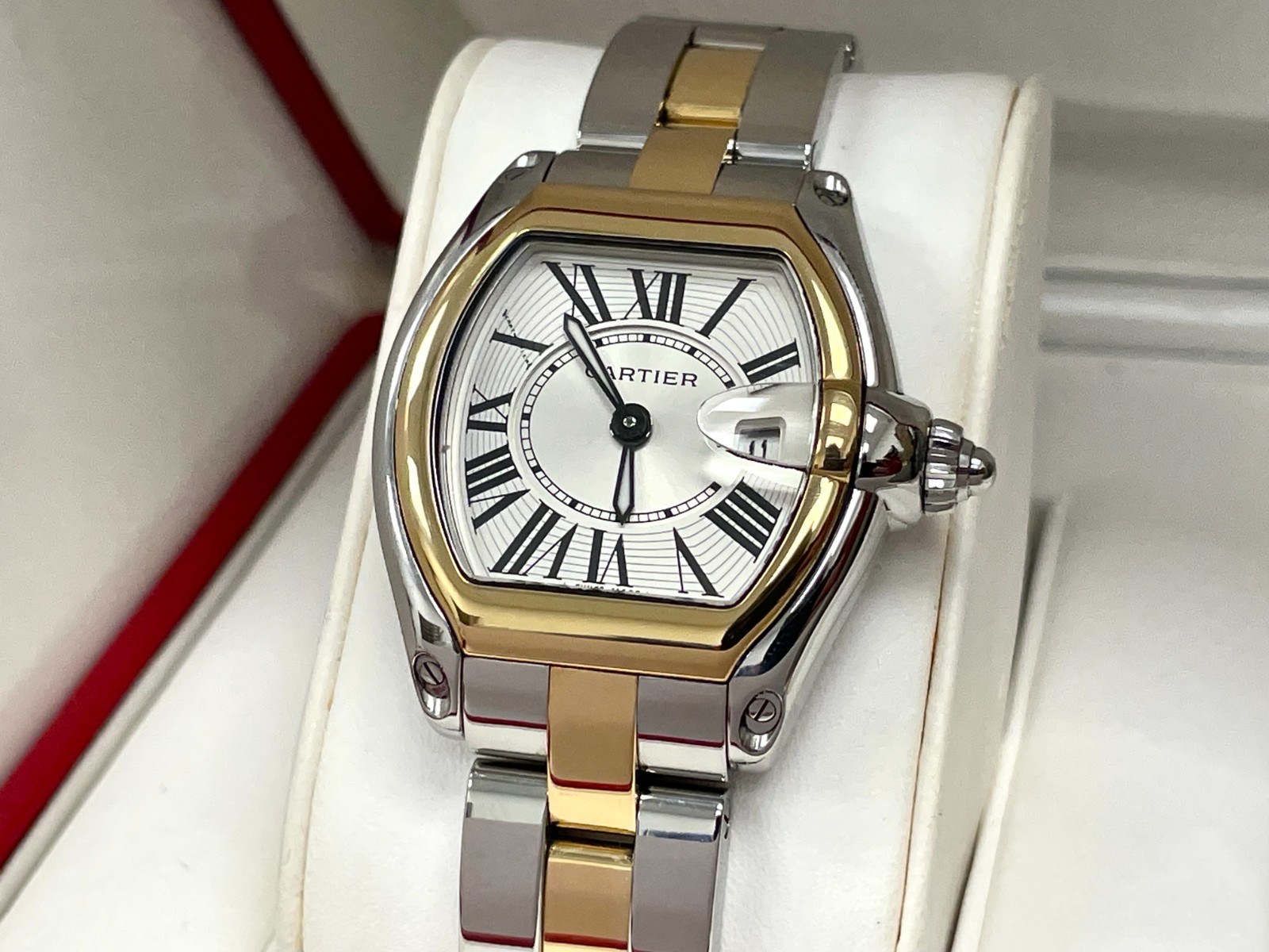 CARTIER ROADSTER W62026Y4 TWO TONE YELLOW GOLD BOX & PAPERS UNDATED 30MM