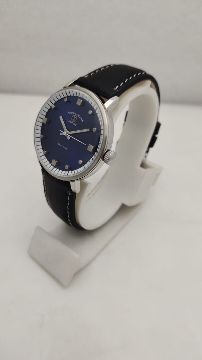 Favre Leuba Geneva Sea-chief Date-winding Men’ Watch Swiss Made Blue Dial 92001