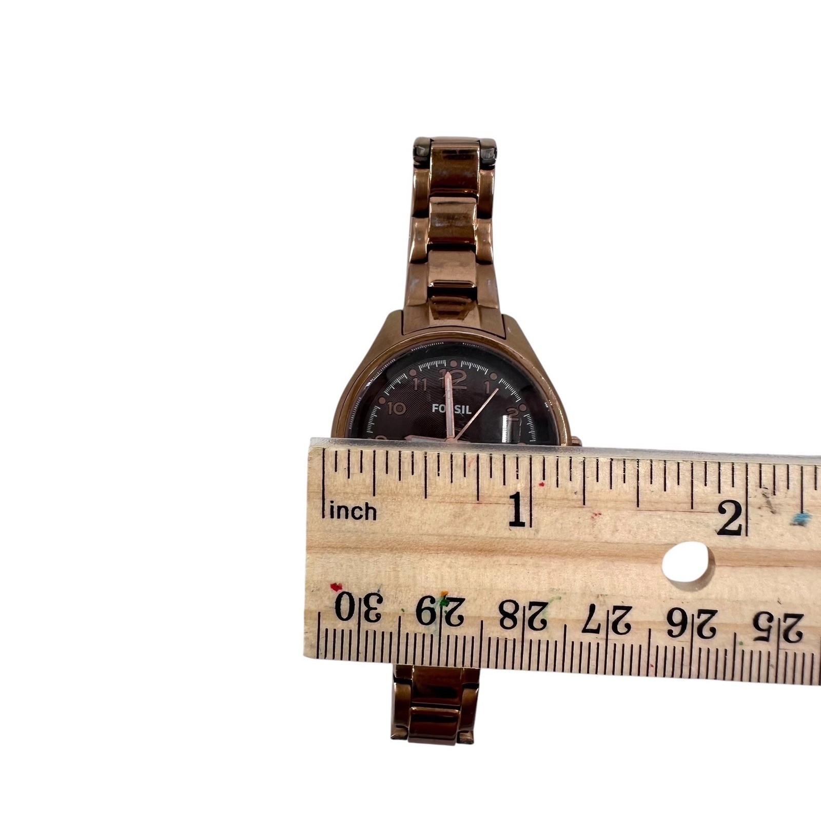 Fossil Flight Mini Womens Watch Bronze Stainless Steel Brown Dial Date AM-4366