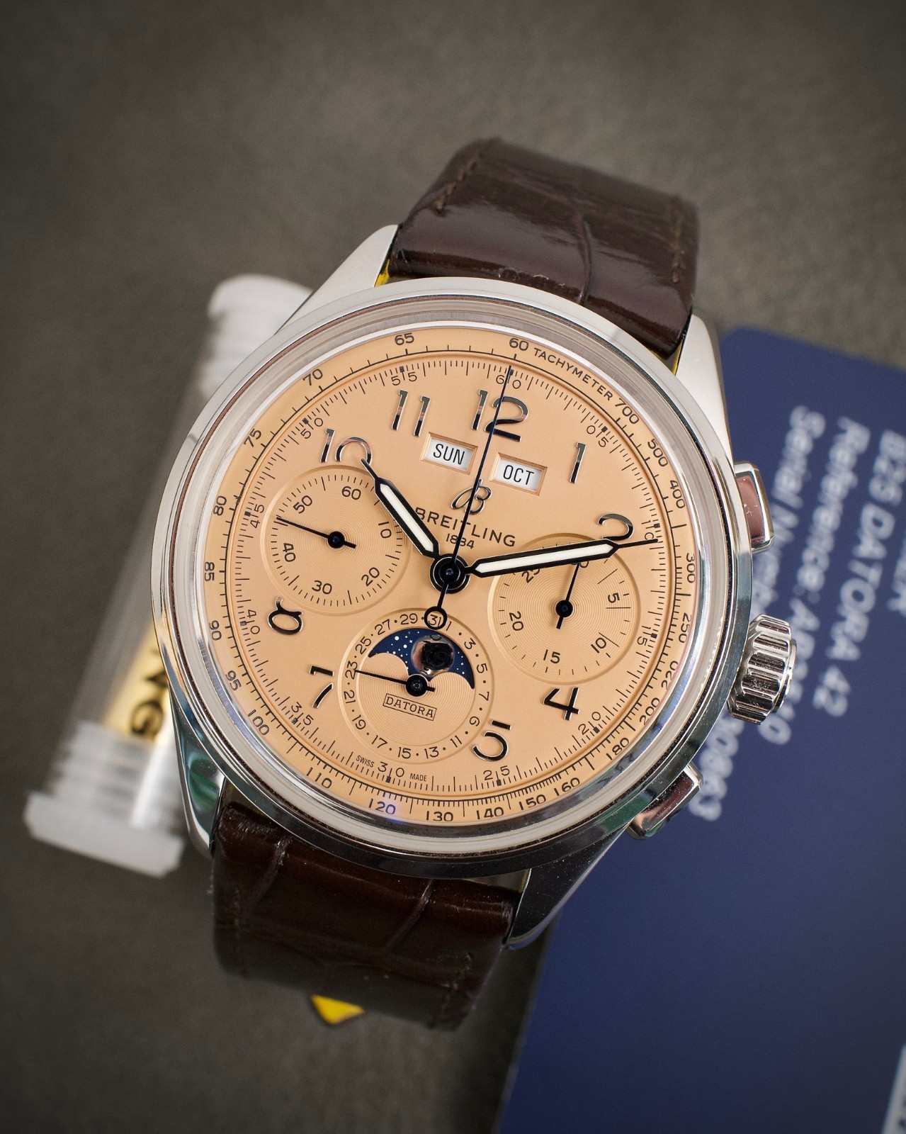 Breitling Premier B25 Datora AB2510201K1P1 2025 Papers CLEAN Steel Salmon Moon