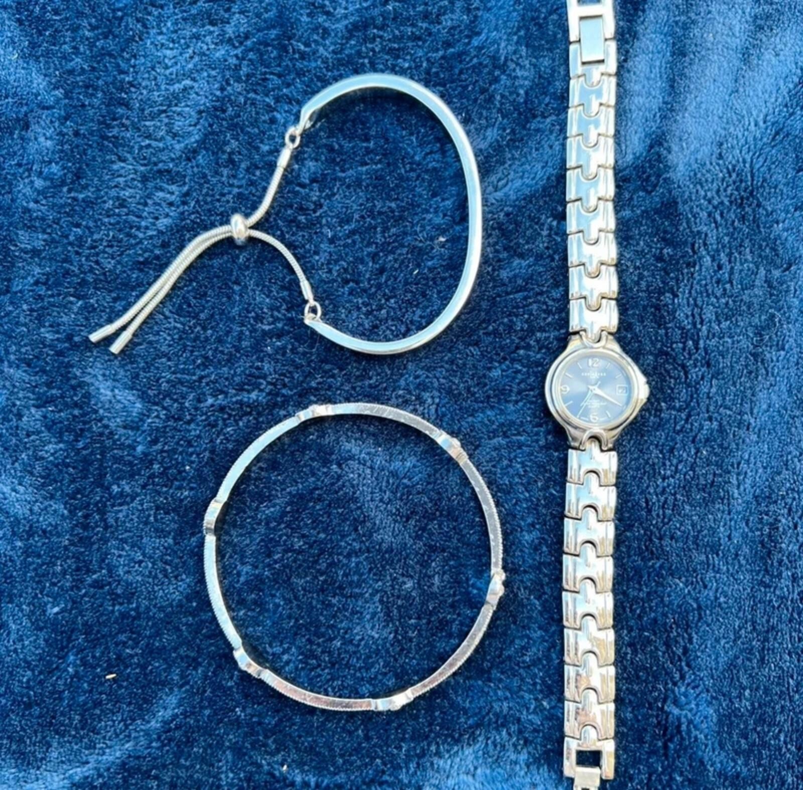 Silver Watch & Bangle Set