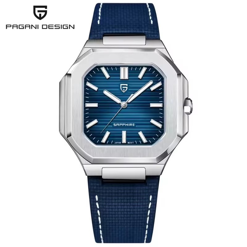 37MM PAGANI DESIGN Quartz Luxury Men’s Watch Leather 50M Waterproof Diver NEW