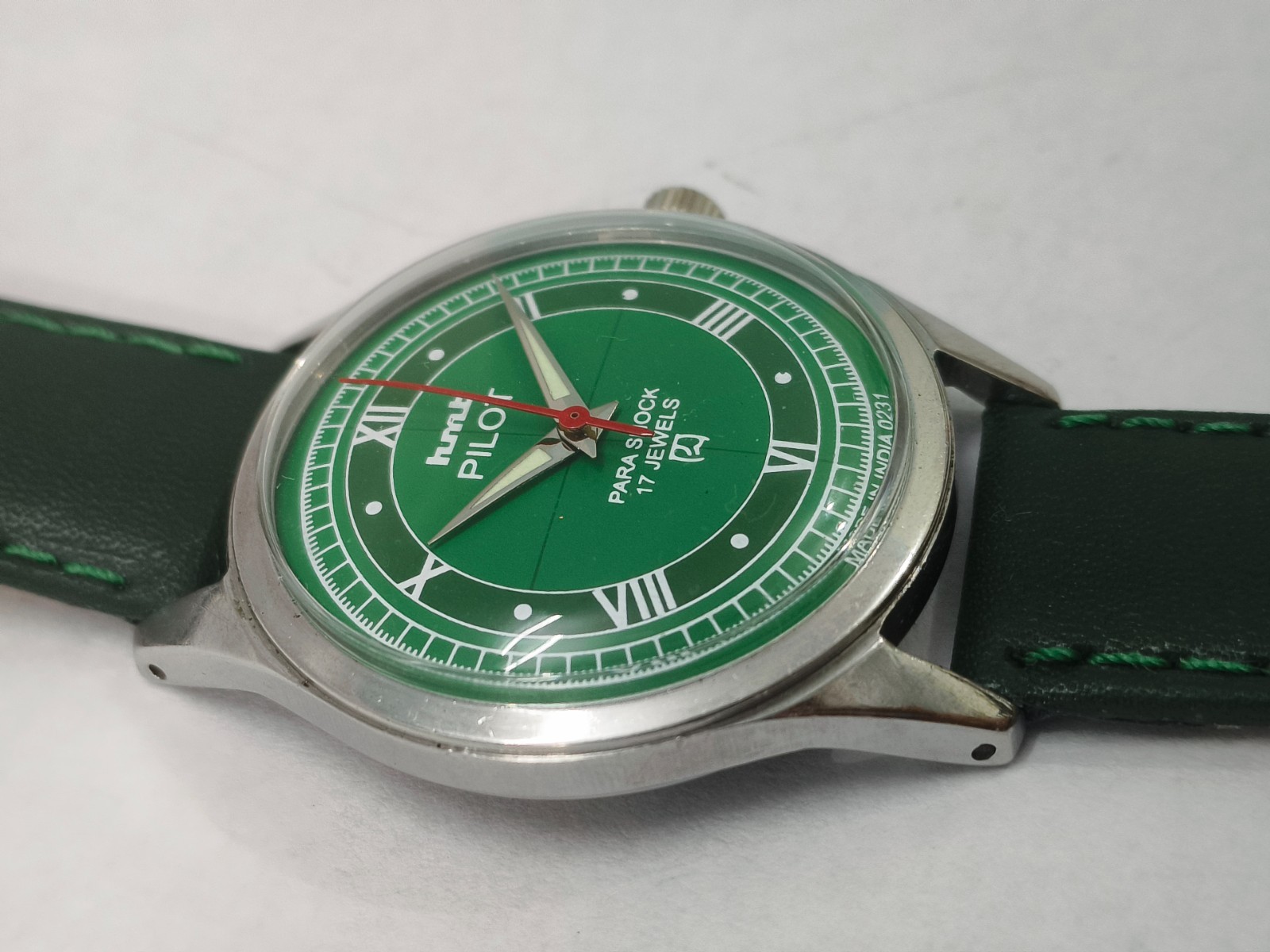 Vintage HMT Pilot Green 17 Jewels Mechanical Hand Winding Men’s Wrist Watch