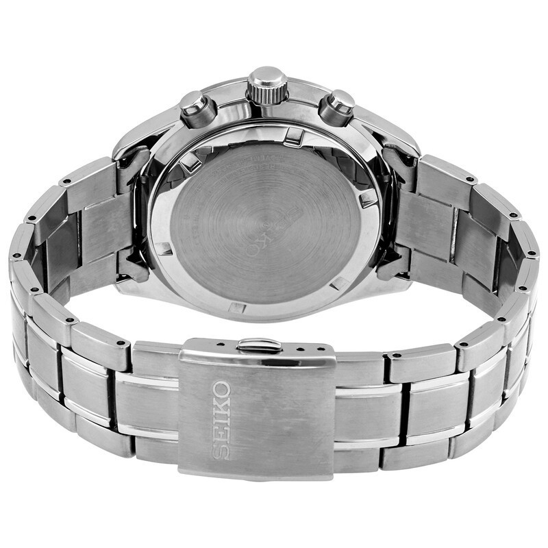 Seiko Chronograph SSB379 Men’s Black Dial Tachymeter Steel Bracelet Watch – New