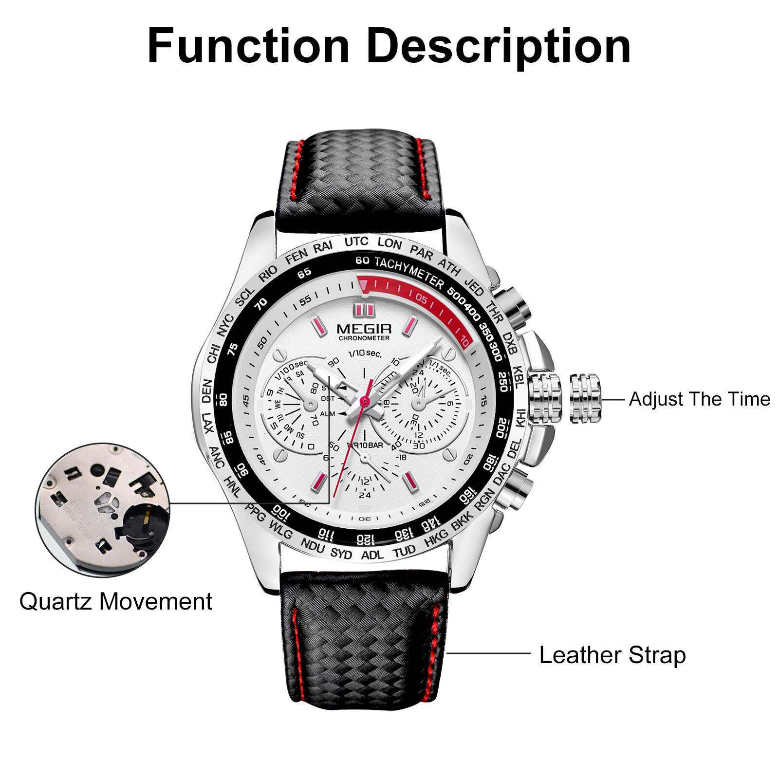 MEGIR Waterproof Men’s Stainless Steel Analog Sports Quartz Military Wrist Watch