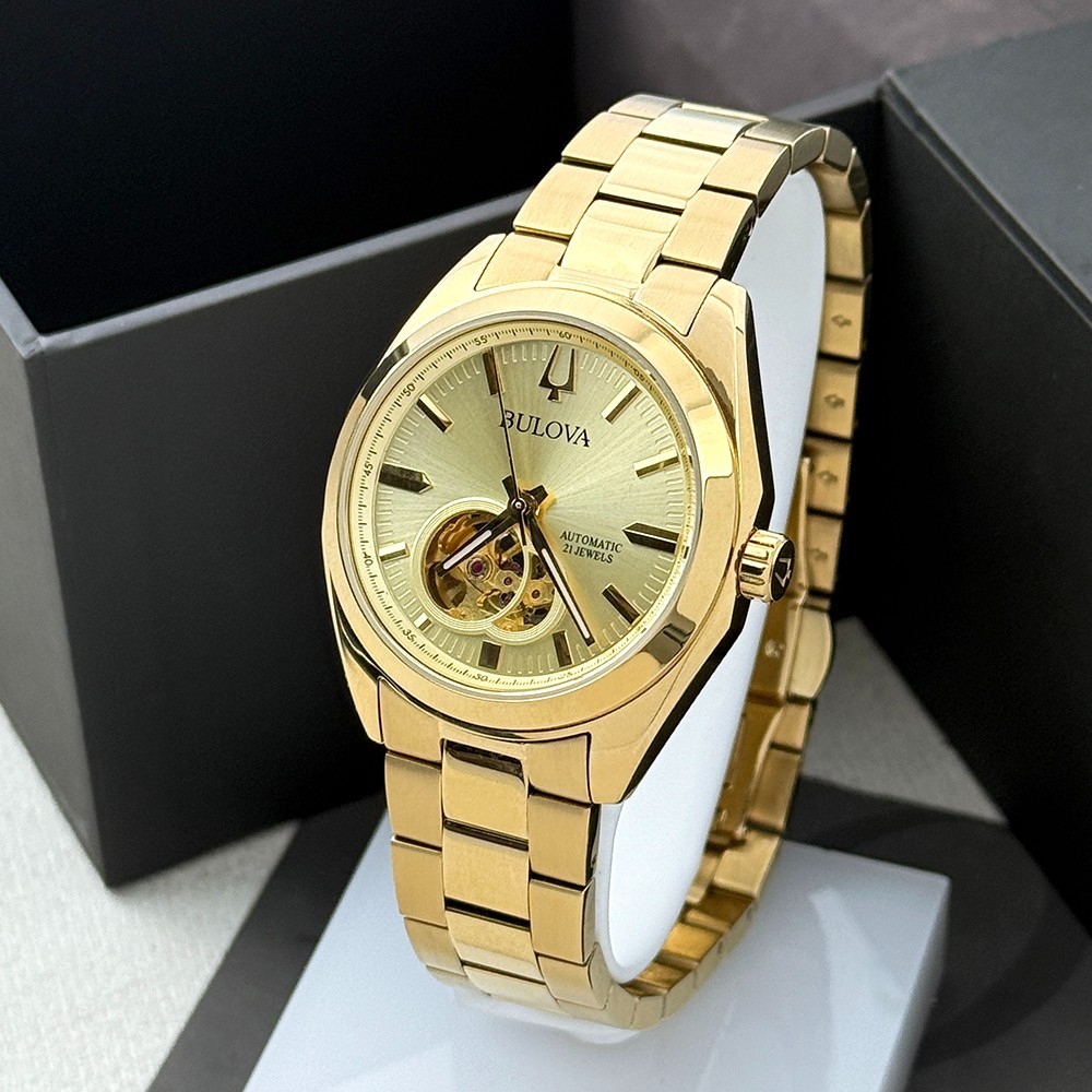 Bulova Men’s Surveyor Champagne Dial Stainless Steel Automatic Watch 97A182