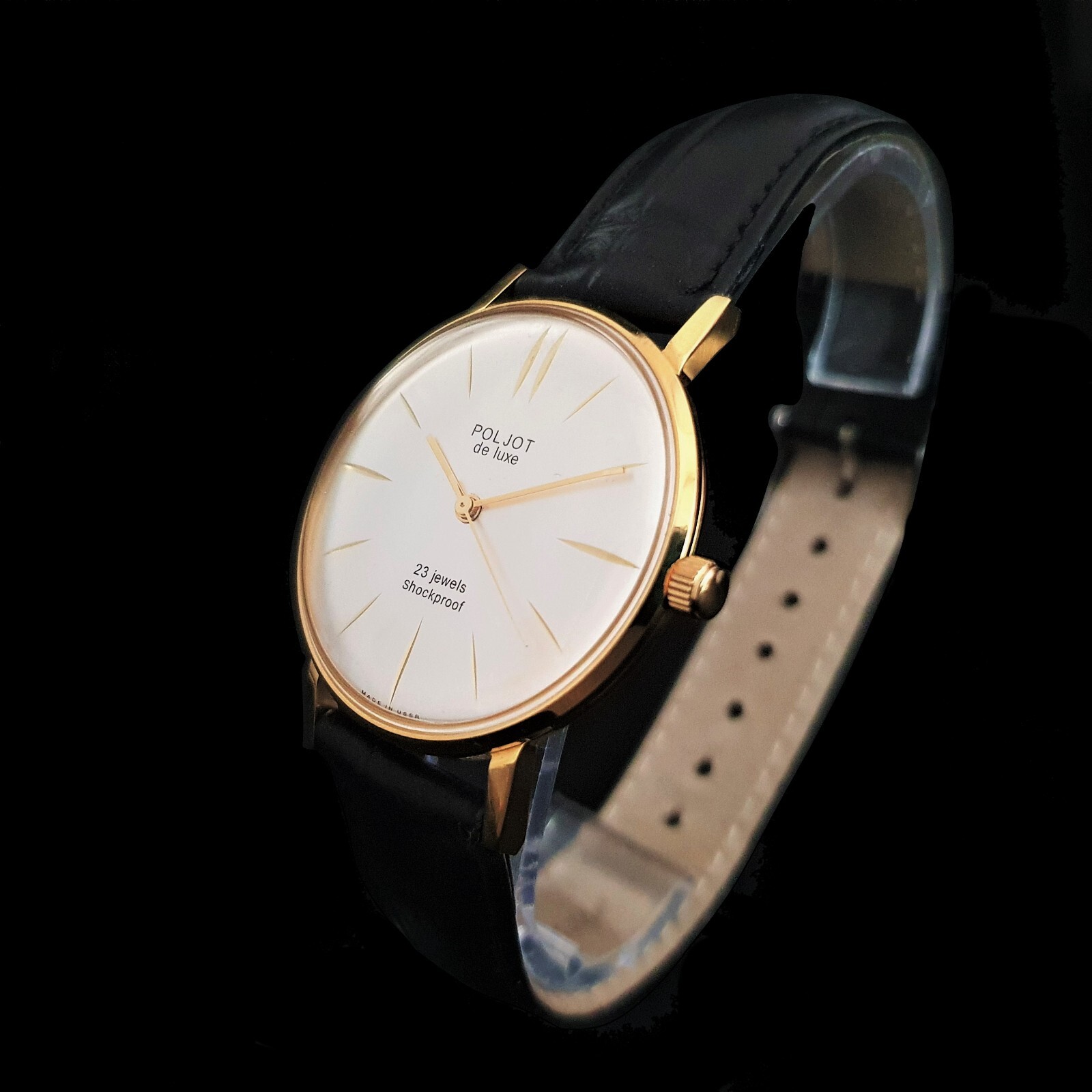 Vintage Watch USSR Poljot De LUXE Ultra SLIM 23 Jewels Soviet Wristwatch 2209