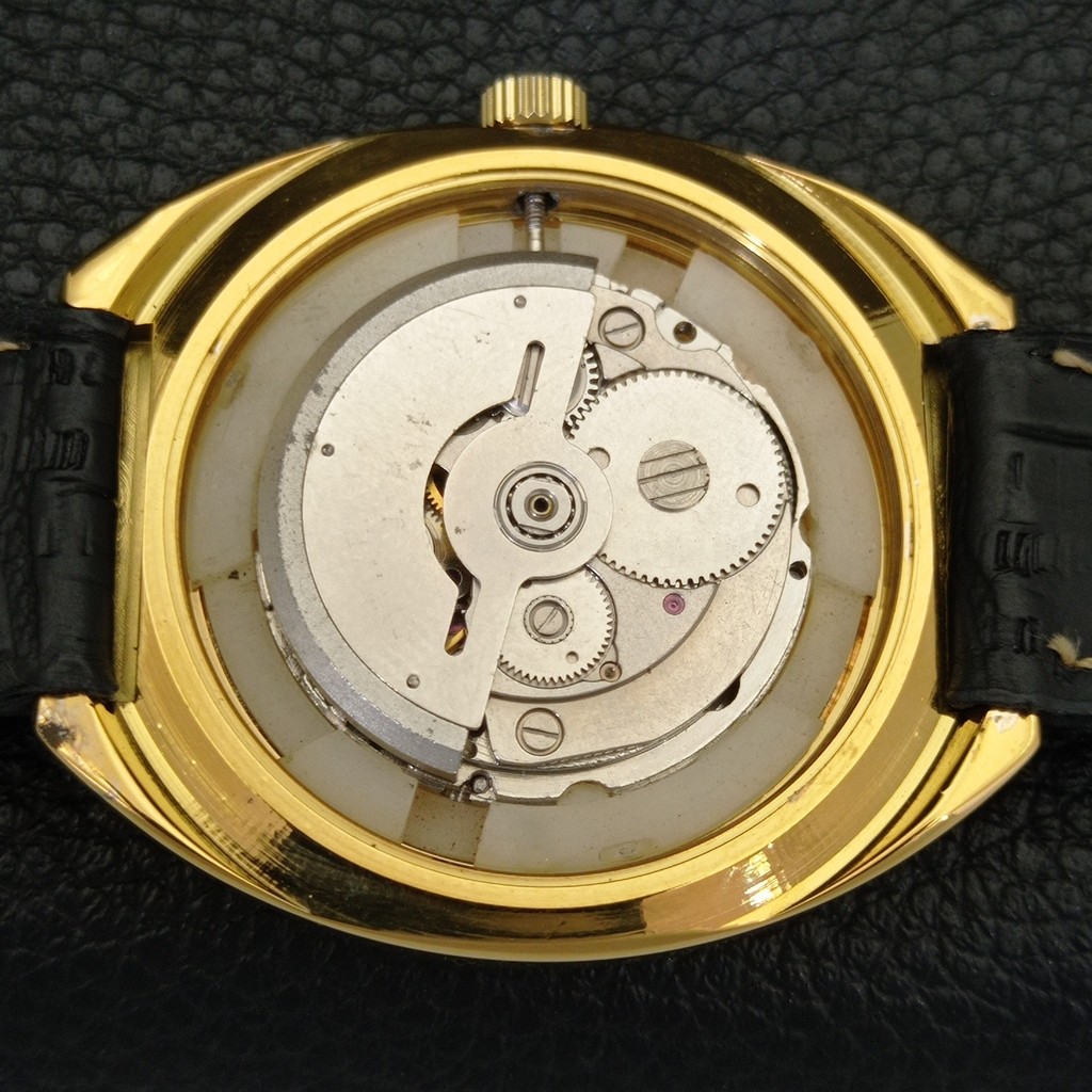 VINTAGE HMT KANCHAN 6501 AUTOMATIC INDIAN MENS GOLDEN COLOR DIAL WATCH a440939-1