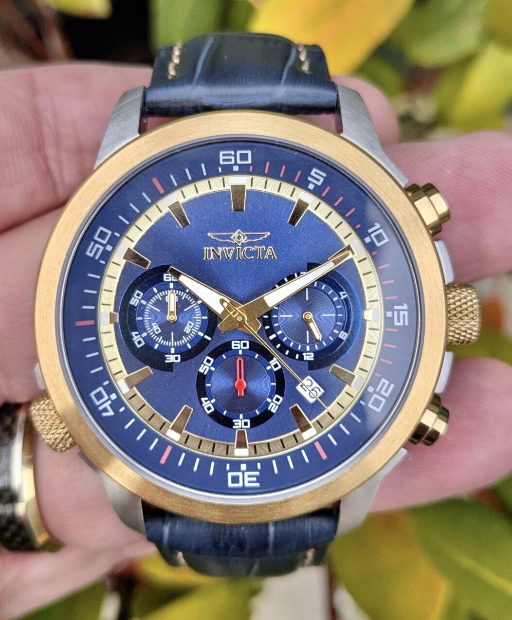 INVICTA SPECIALTY CHRONO-INNER ROTATING BEZEL+EXTRA LTHR STRAP & LINK TOOL OPTN