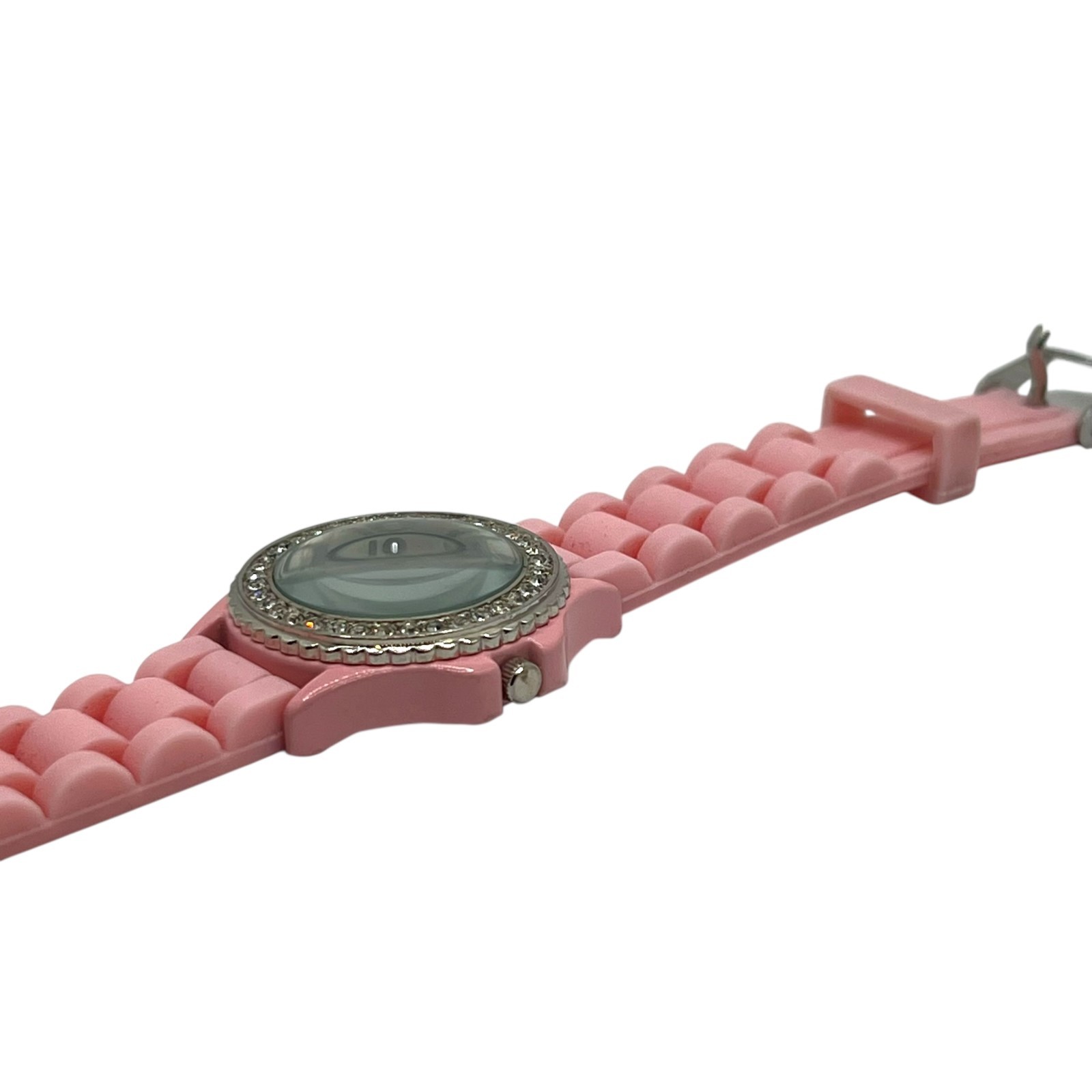 Geneva Breast Cancer Awareness Pink Ribbon Silver-Tone Rhinestone Analog Watch