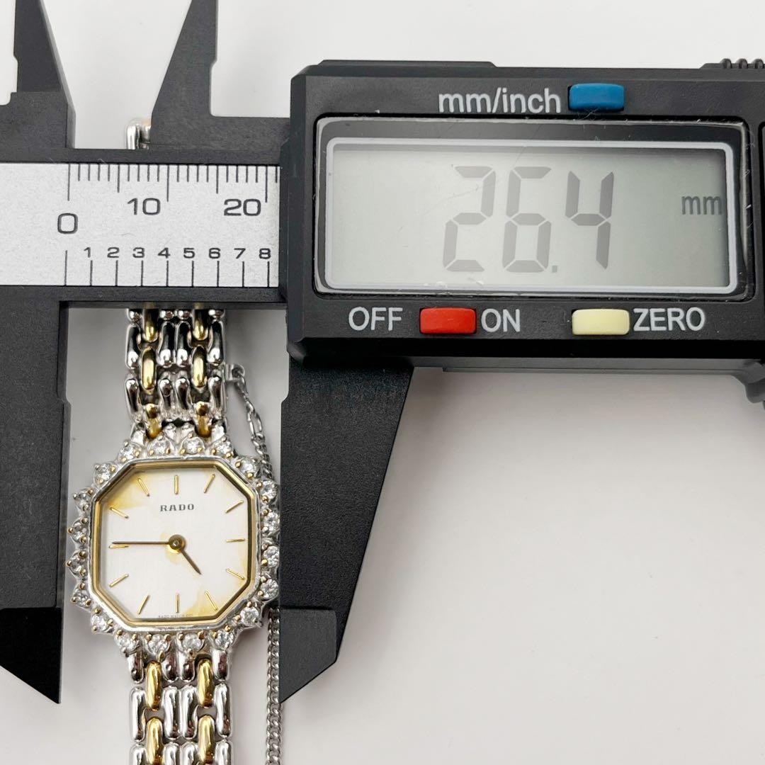 Rado Stone Bezel Ladies Bracelet Watch White Two-Tone Quartz Japan 0715387