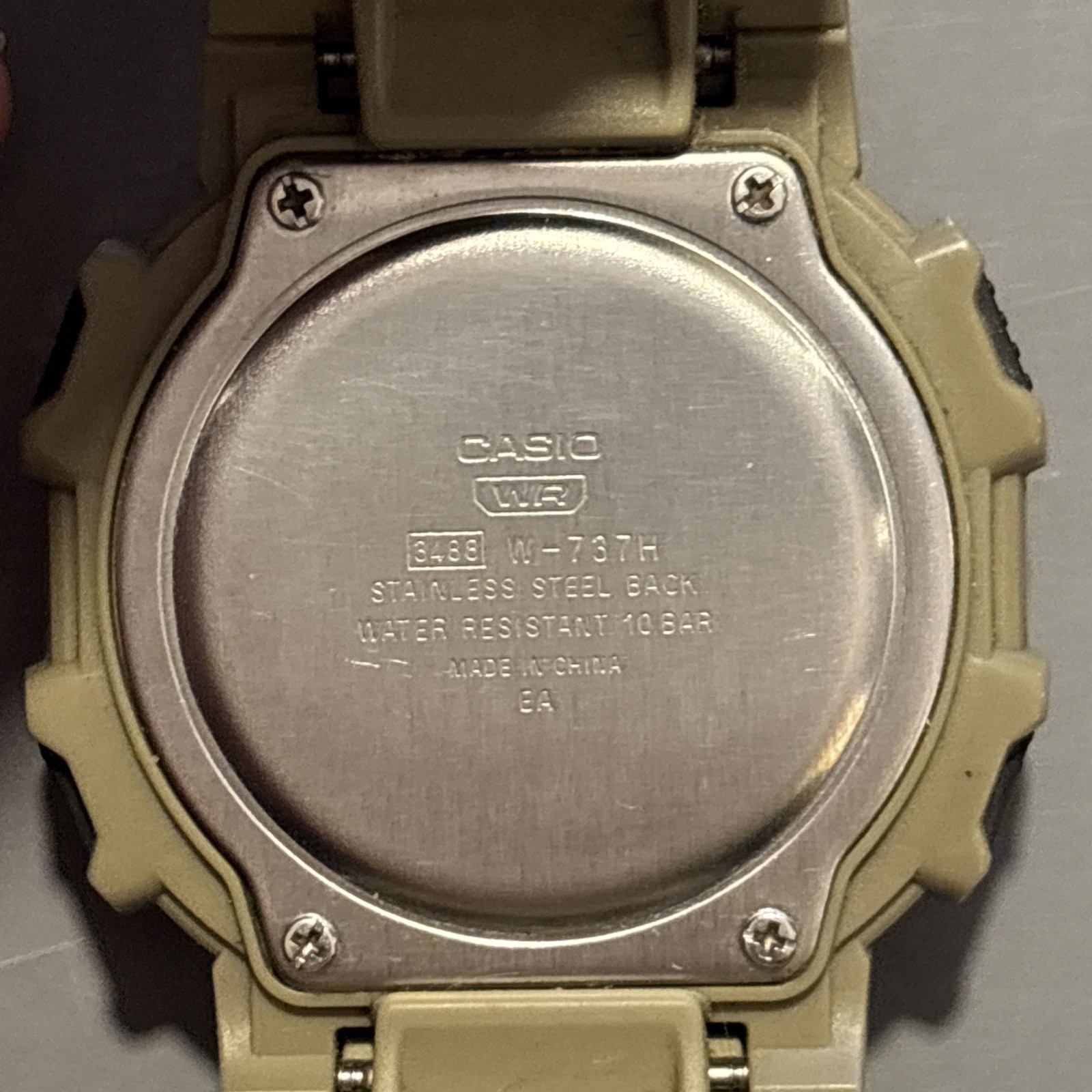 Casio Illuminator Digital Watch W-737H Military Khaki Tan WR 100m – Works!