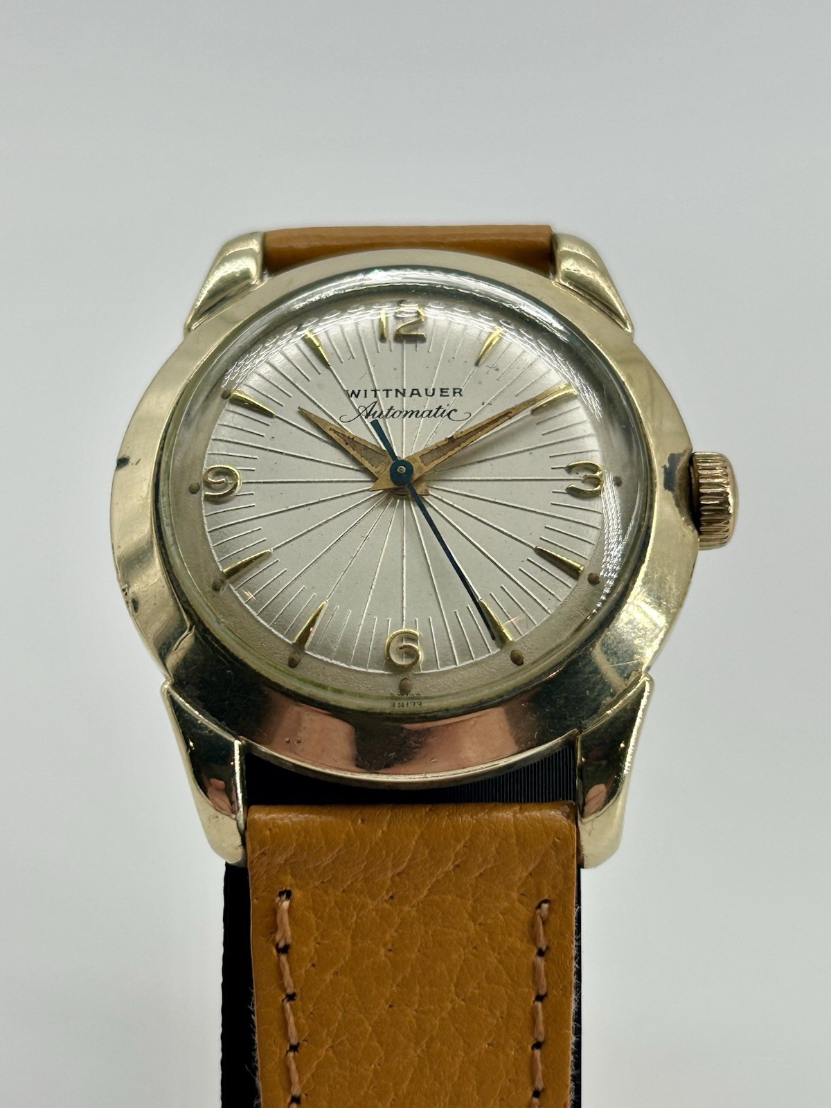 Vintage Wittnauer Automatic 17J 33.4mm 10K Gold Filled Radial Dial Swiss Runs