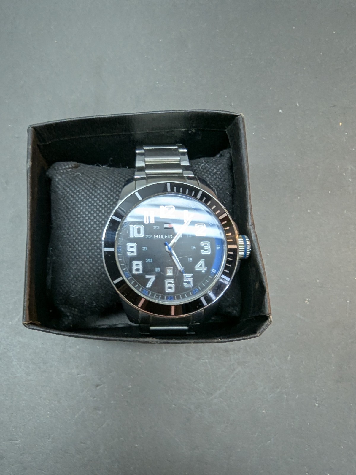 Tommy Hilfiger Three Hand Stainless Steel Black Dial 46mm Watch 30M / 3 ATM