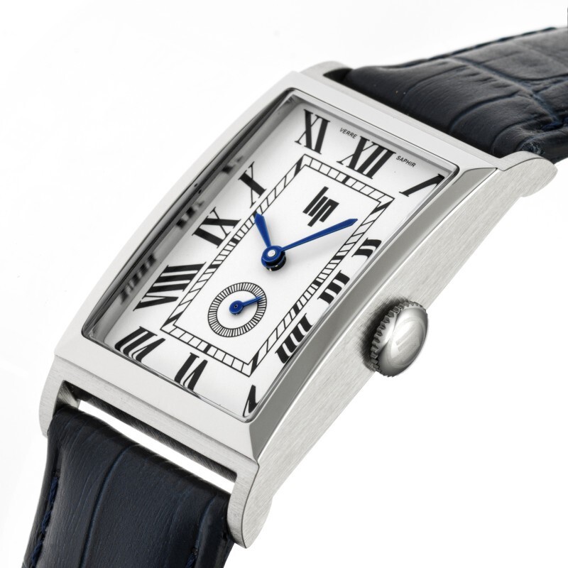 Lip Churchill T24 671938 Mens Blue Leather Straps Analog White Dial Watch 41.5mm
