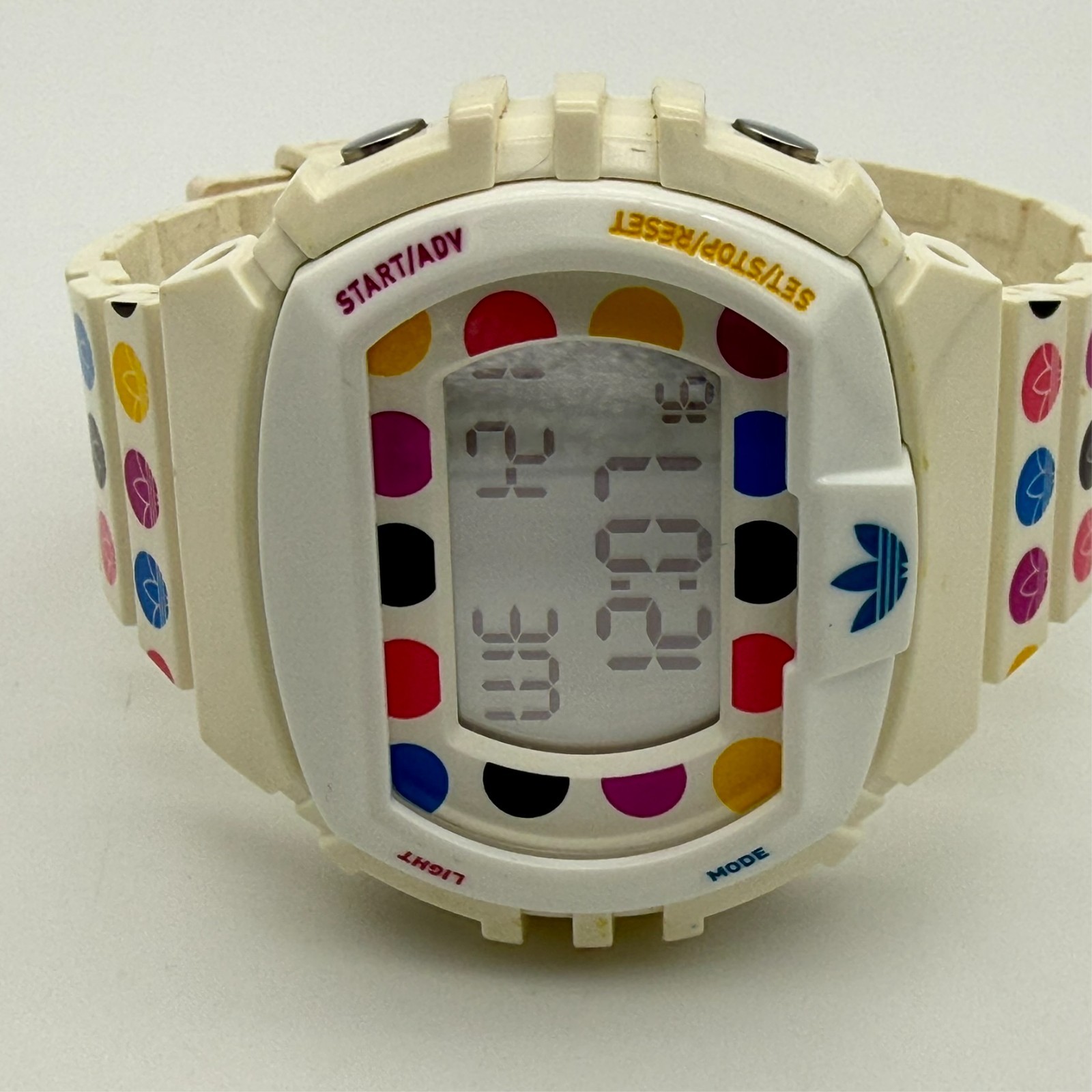 Unisex ADIDAS White & Multicolor Rubber Modern Digital Sport Watch, 53mm ADH6133