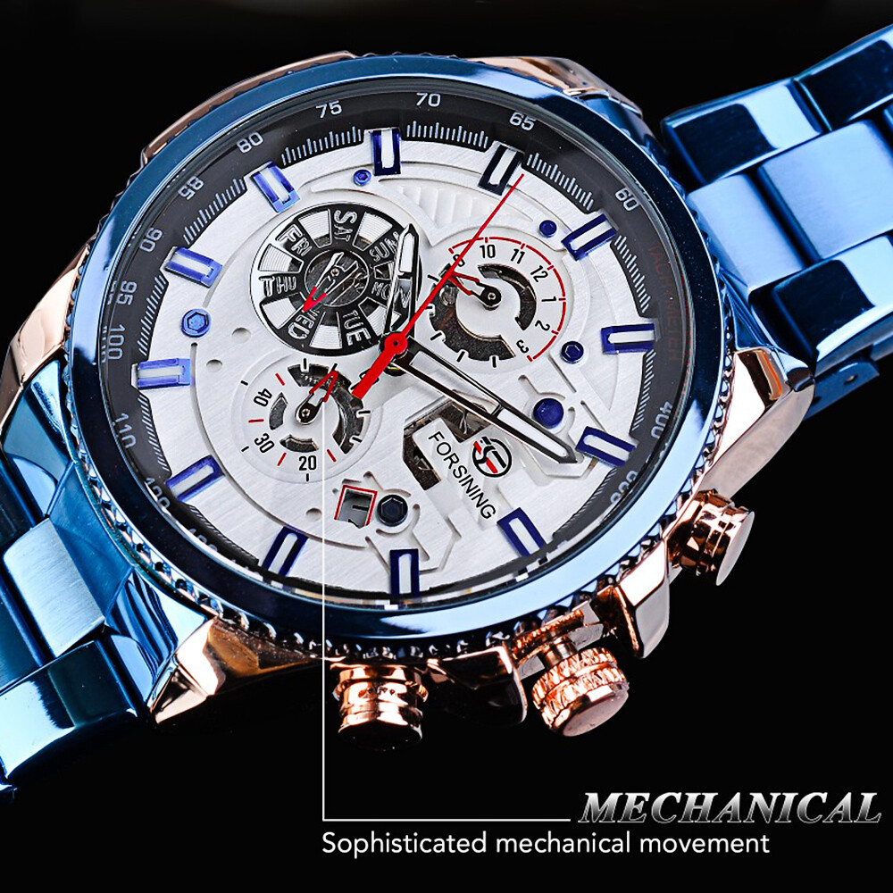 FORSINING Luxury Men Steel Waterproof Automatic Self-Wind Mechanical Wrist Watch