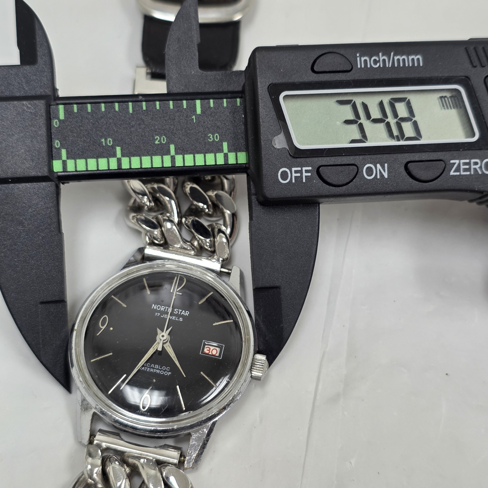 Vintage North Star Men’s SS Watch 17 Jewels Manual Wind Up France Black Dial