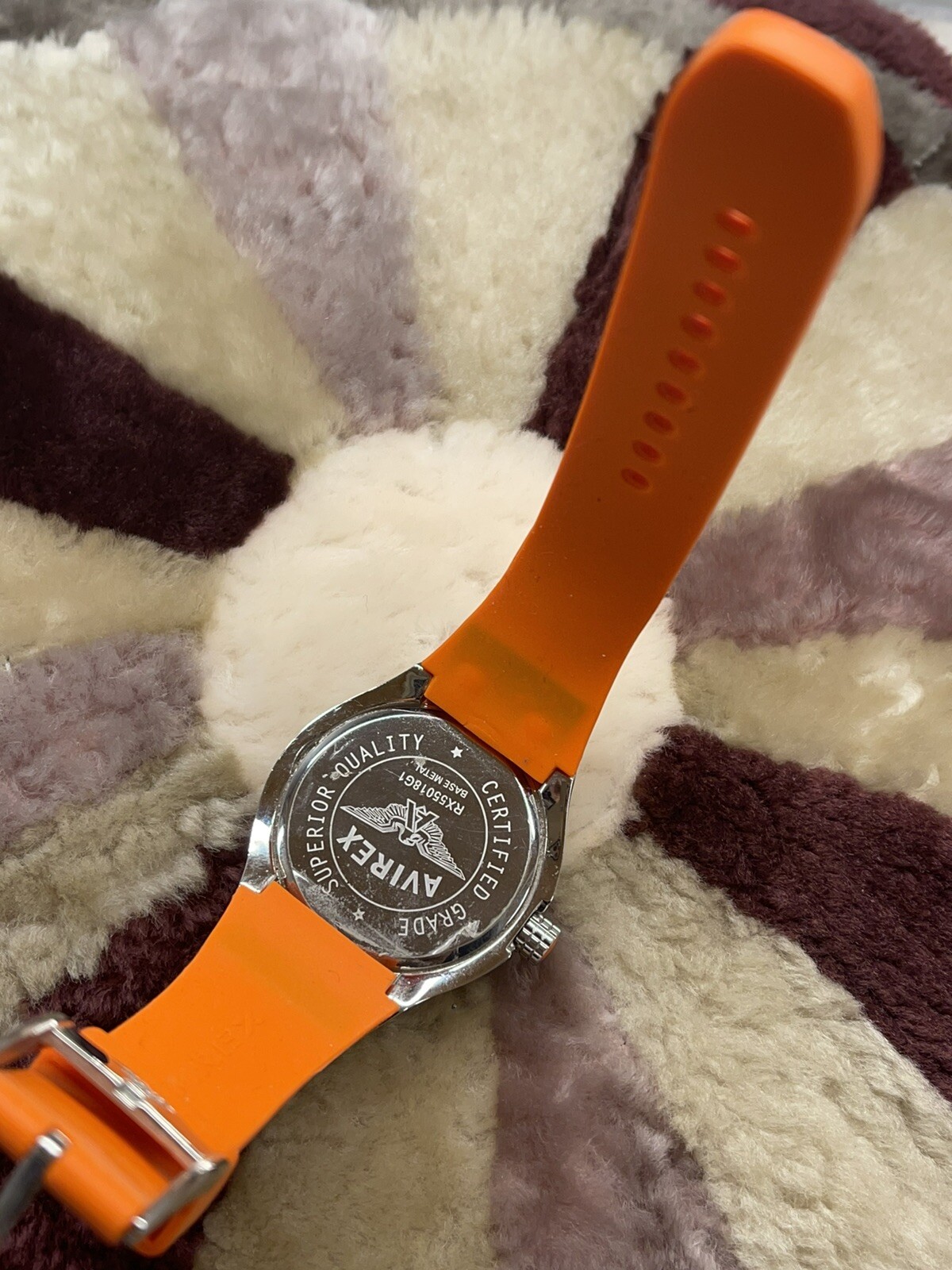 AVIREX MEN’S RX55018G1 RUBBER STRAP WATCH.