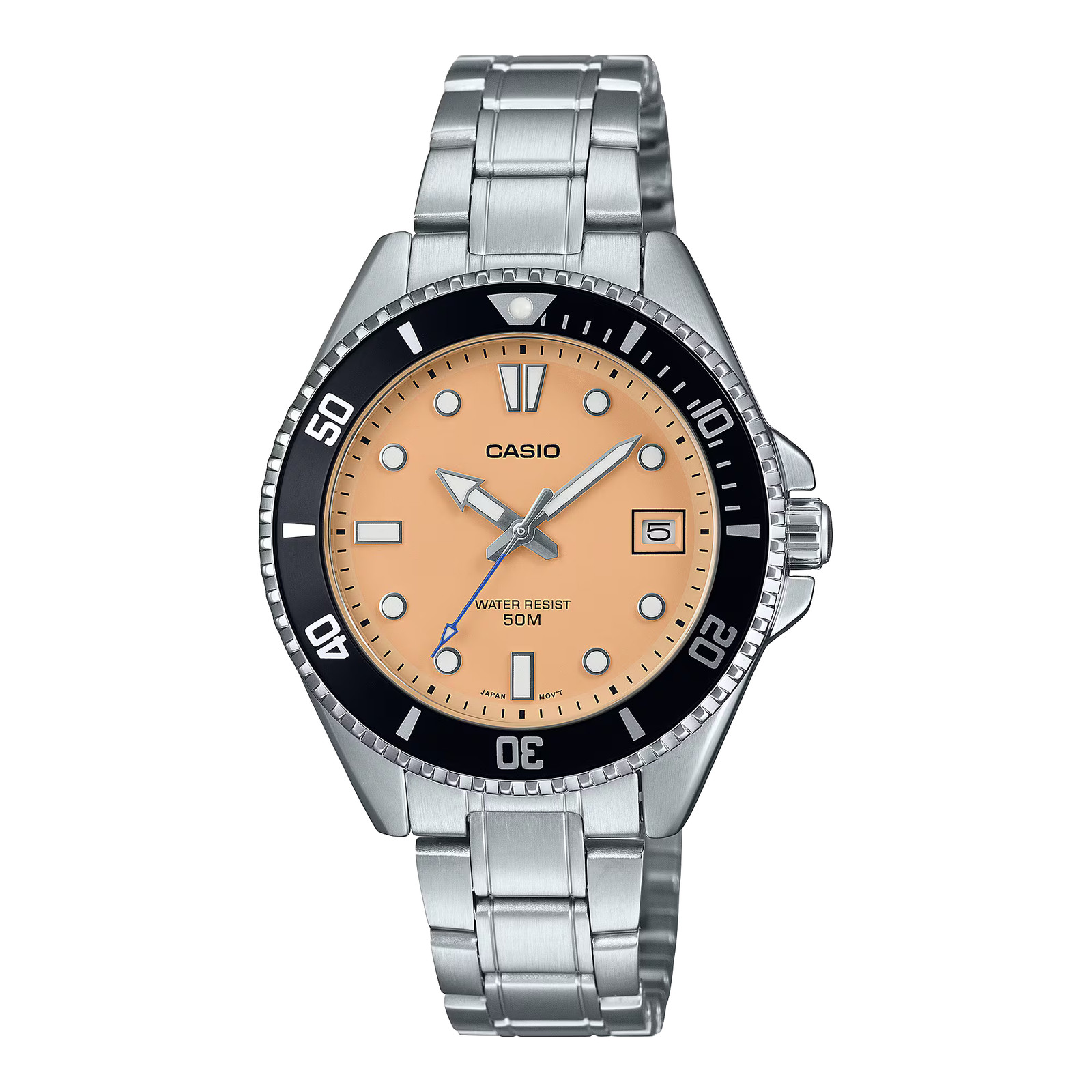 CASIO MDV-10D-4A2V BEIGE / SALMON MIDSIZE QUARTZ ANALOG WATCH
