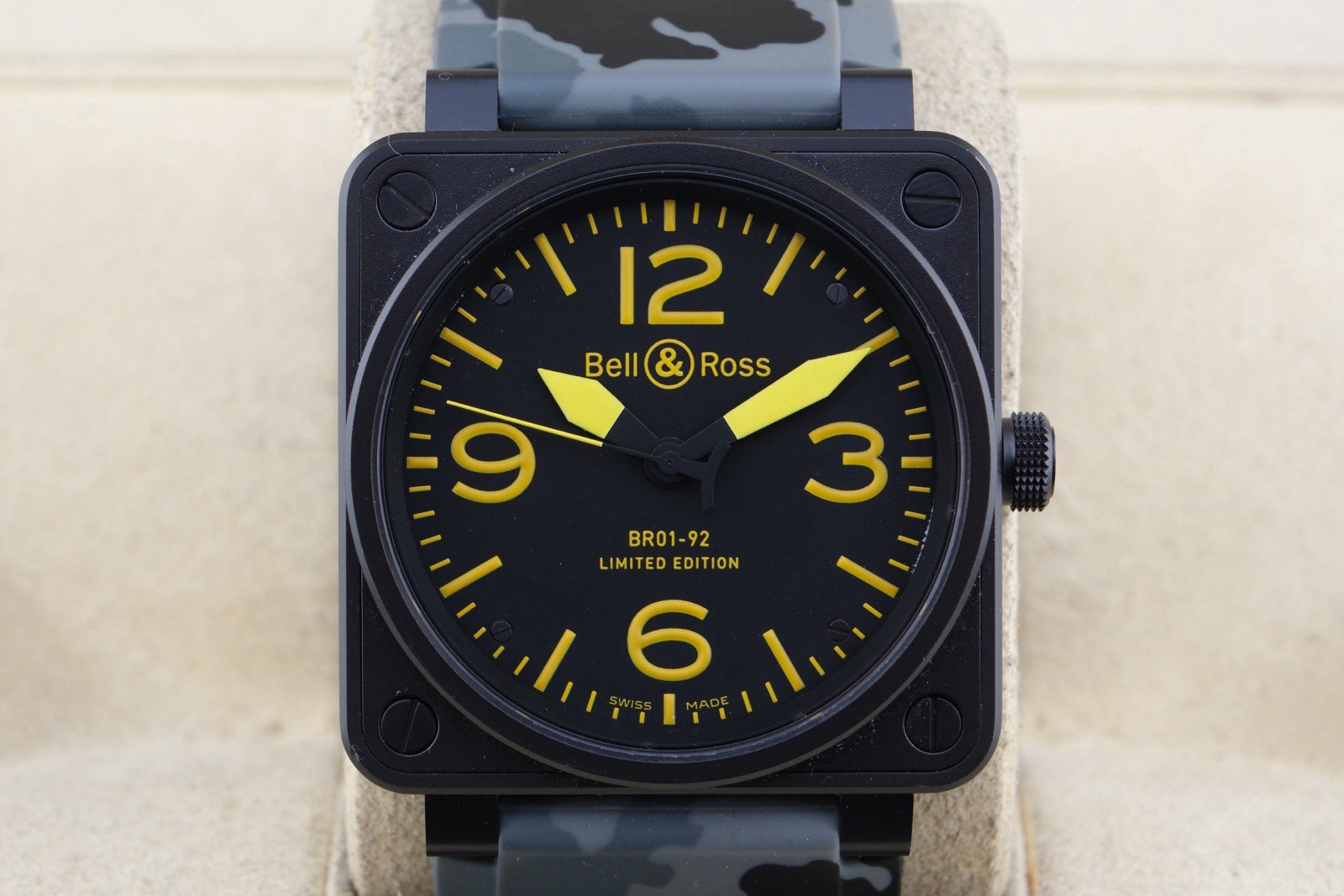 Bell & Ross Aviation BR01-92-S Black & Yellow Dial 46mm Limited Ed Camo Band