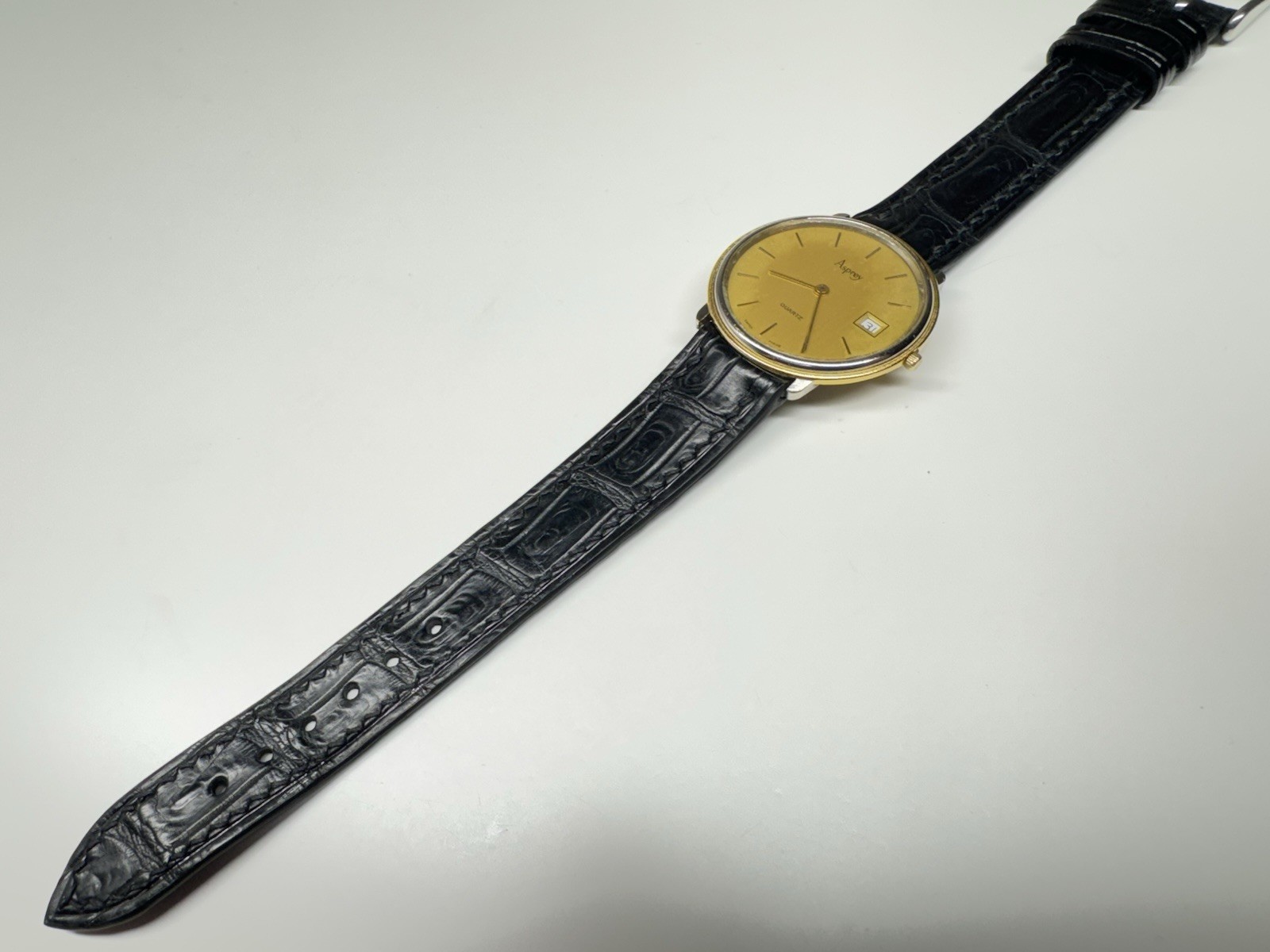 asprey london 6 jewels quartz beautiful slick vintage swiss made wristwatch