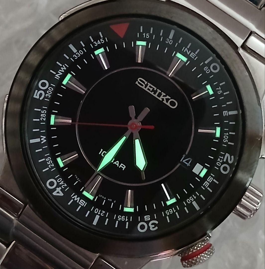 SEIKO Quartz Inner Rotating Bezel Black Dial Stainless Mens Watch 10 BAR