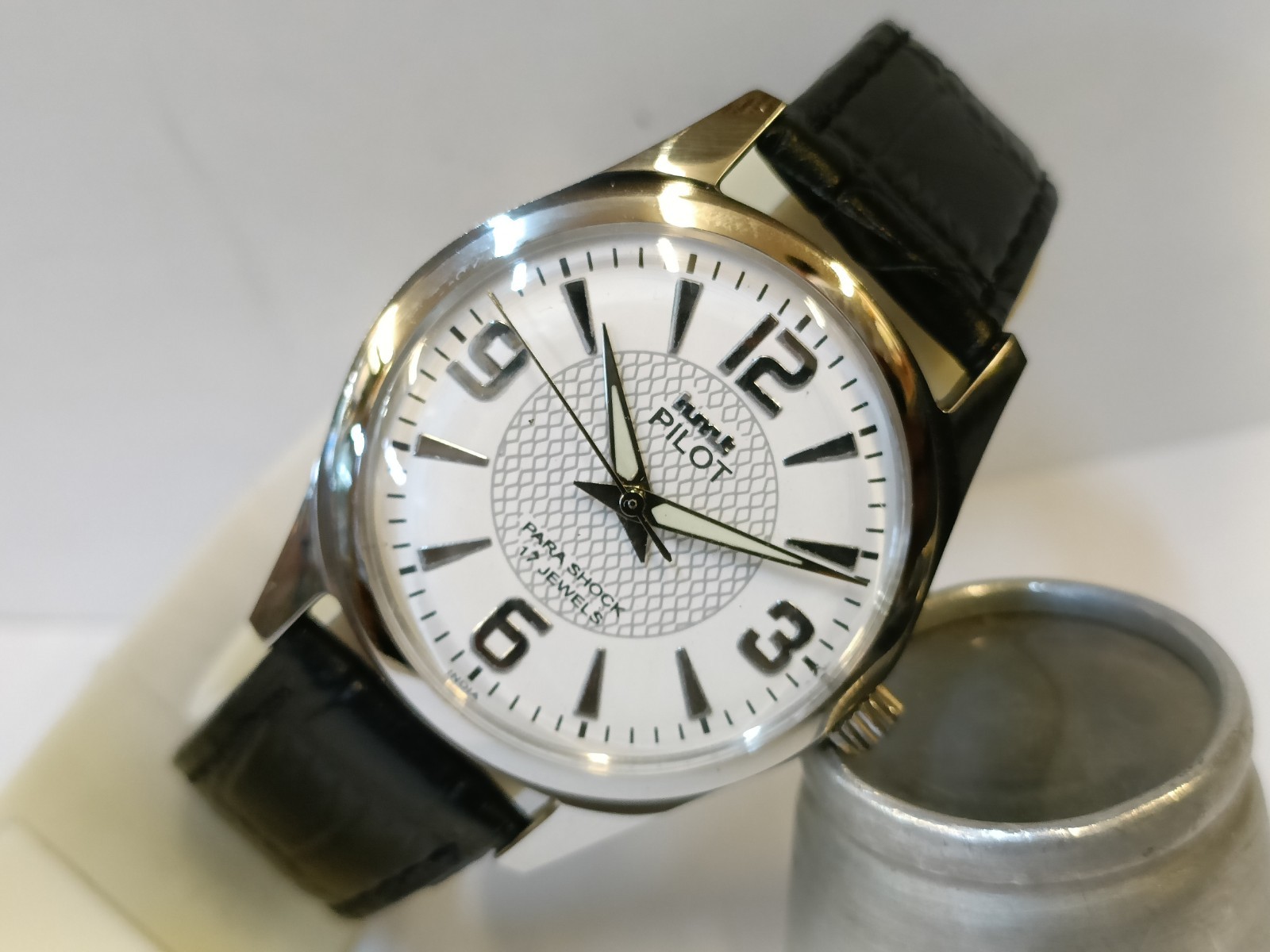 REFURBISHED HMT PILOT 17J WINDING WHITE DIAL 0231 INDIA MEN’S WORKING CONDITION